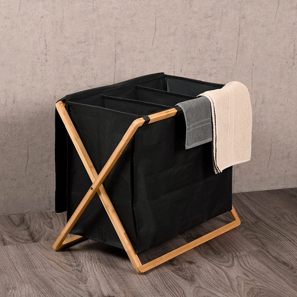 KESPER® Wäschesortierer Wäschekorb Wäschesack Wäschebox 3er Einteilung, aus günstig online kaufen