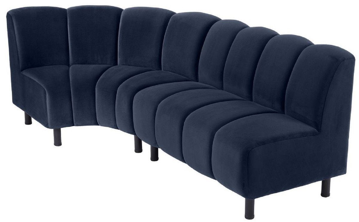 Möbel & Wohnzimmer Luxus Padrino Erweiterbares - Sofa Luxus Sofa Samt 114 x x - 75 Couch Mitternachtsblau / cm Casa Schwarz H. 87 Gebogenes