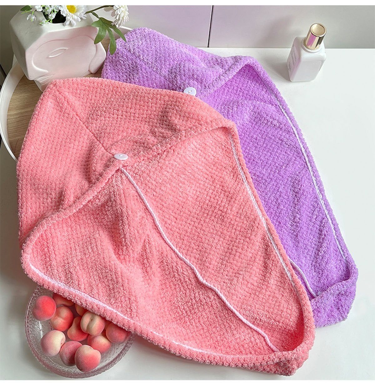 CTGtree Duschtücher Haarturban, Turban Handtuch mit Knopf, Microfaser Handtuch
