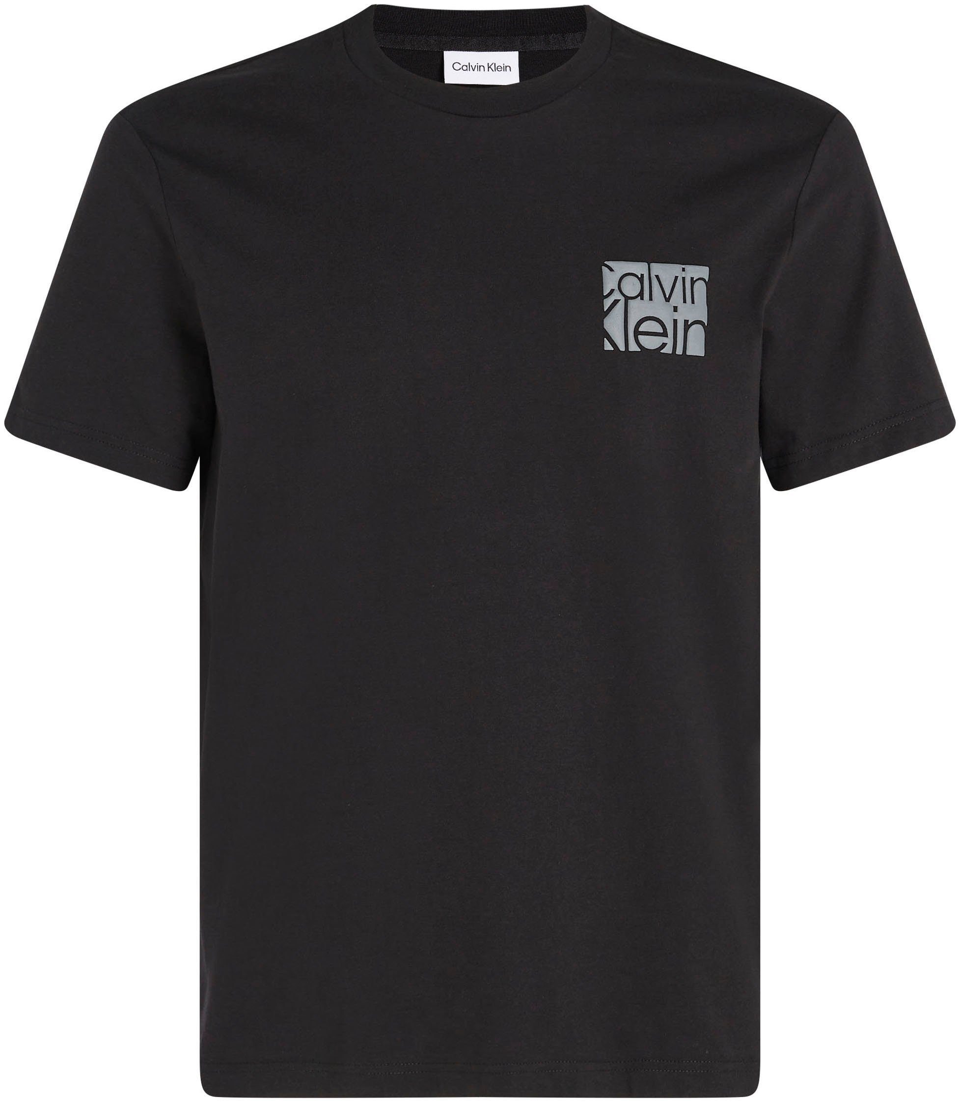 Calvin Klein Kurzarmshirt mit Calvin auf schwarz Logo der Klein Brust