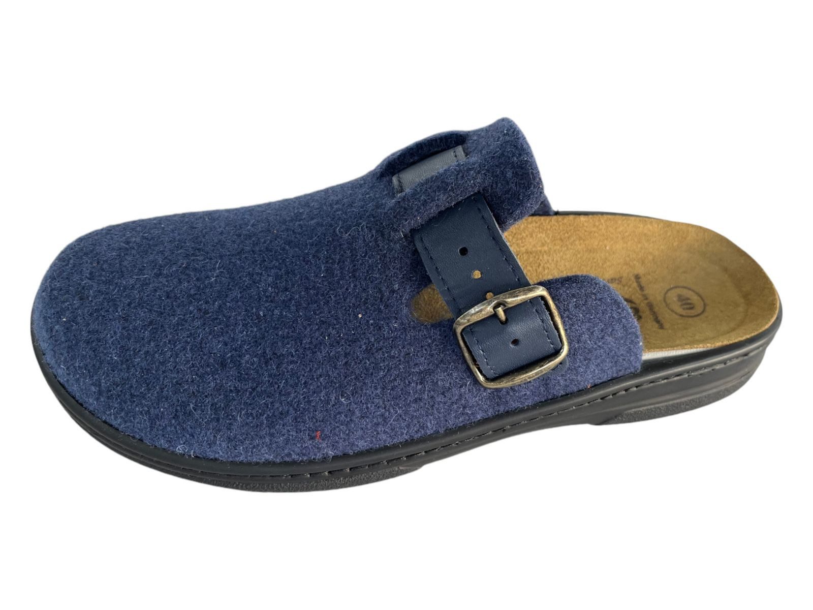 algemare Algemare Herren Filz Pantoffel 8635-8186 blau Hausschuh