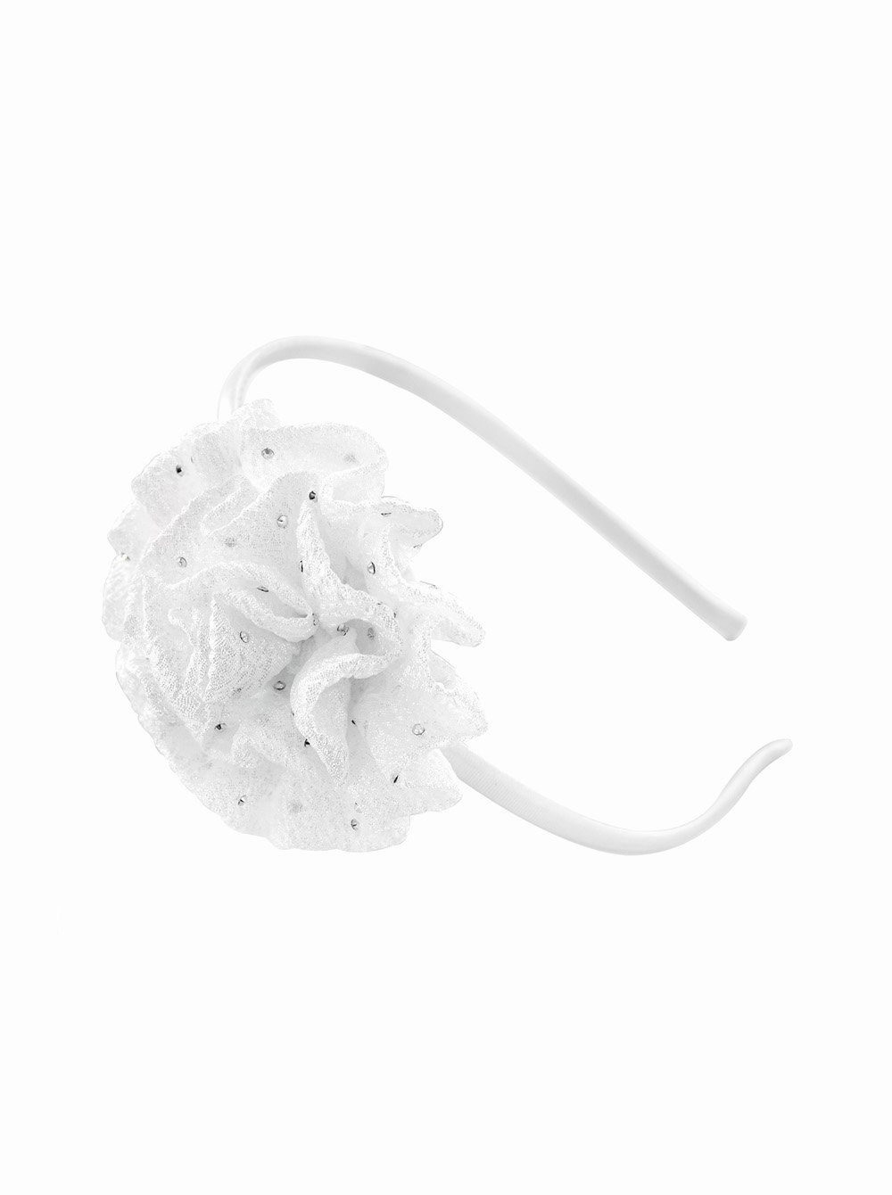 axy Haarreif Blumen Haarreif zur Kommunion in Weiss, Kinder Haarschmuck Haarreif mit Stoffblumen