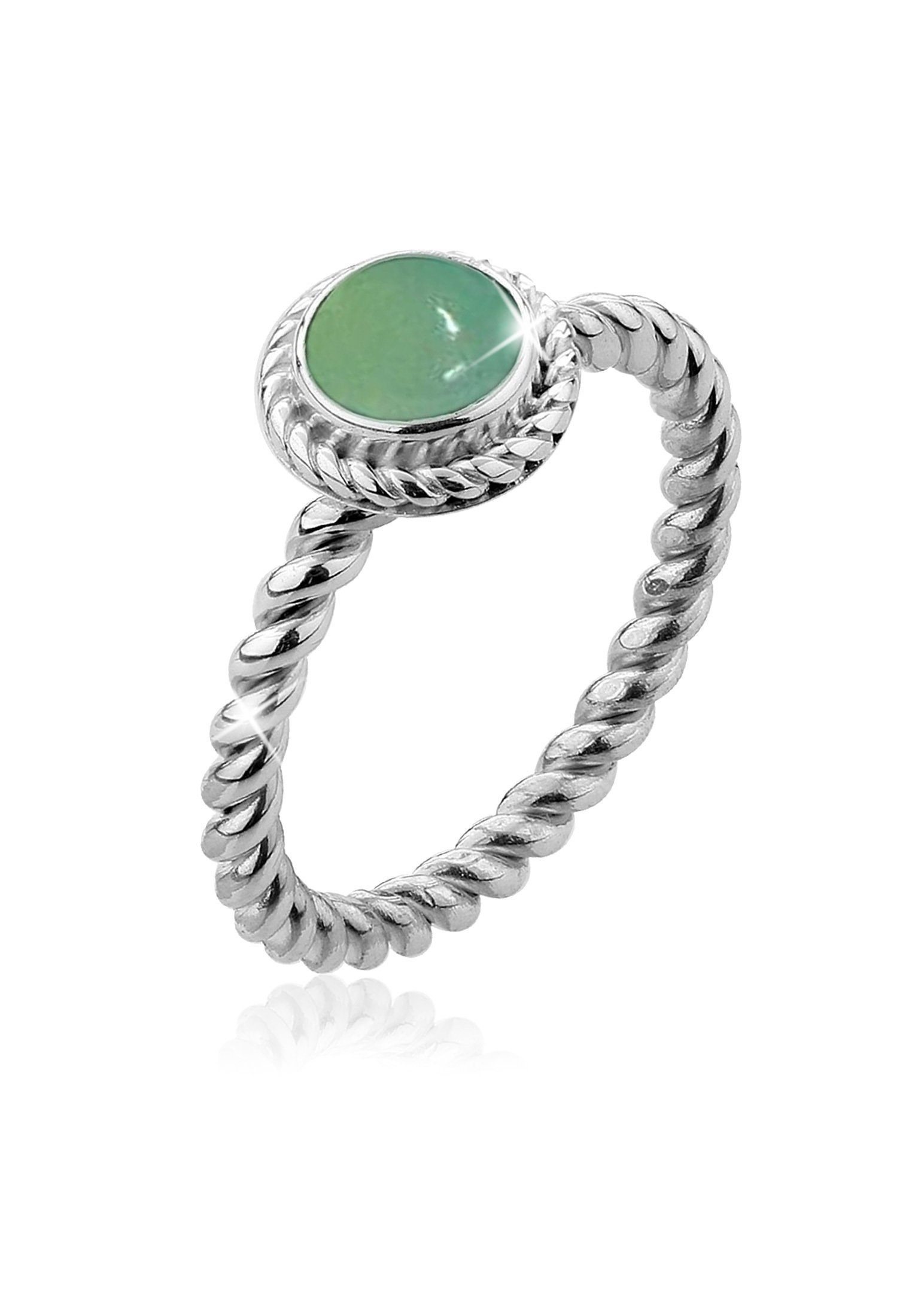 Nenalina Fingerring Grüner Achat Geburtsstein Mai Trend 925 Silber