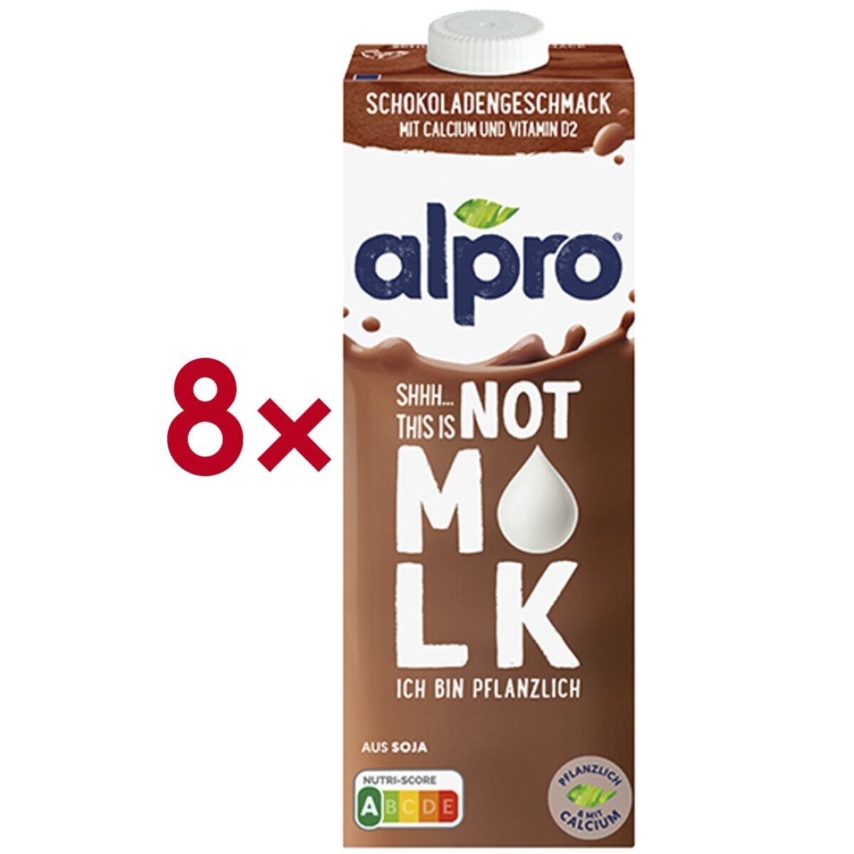 Alpro Pflanzenmilch This is not M*LK Schokoladengeschmack, 8x 1 Liter, Sojadrink