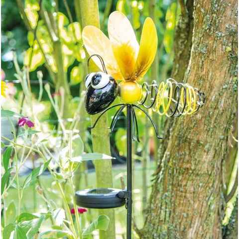 Online-Fuchs LED Solarleuchte Gartenstecker BIENE mit Lichterkette für außen, Gartenleuchten, warmweiß, aus Metall gefertigt, ca. 97 cm hoch, Gartendeko