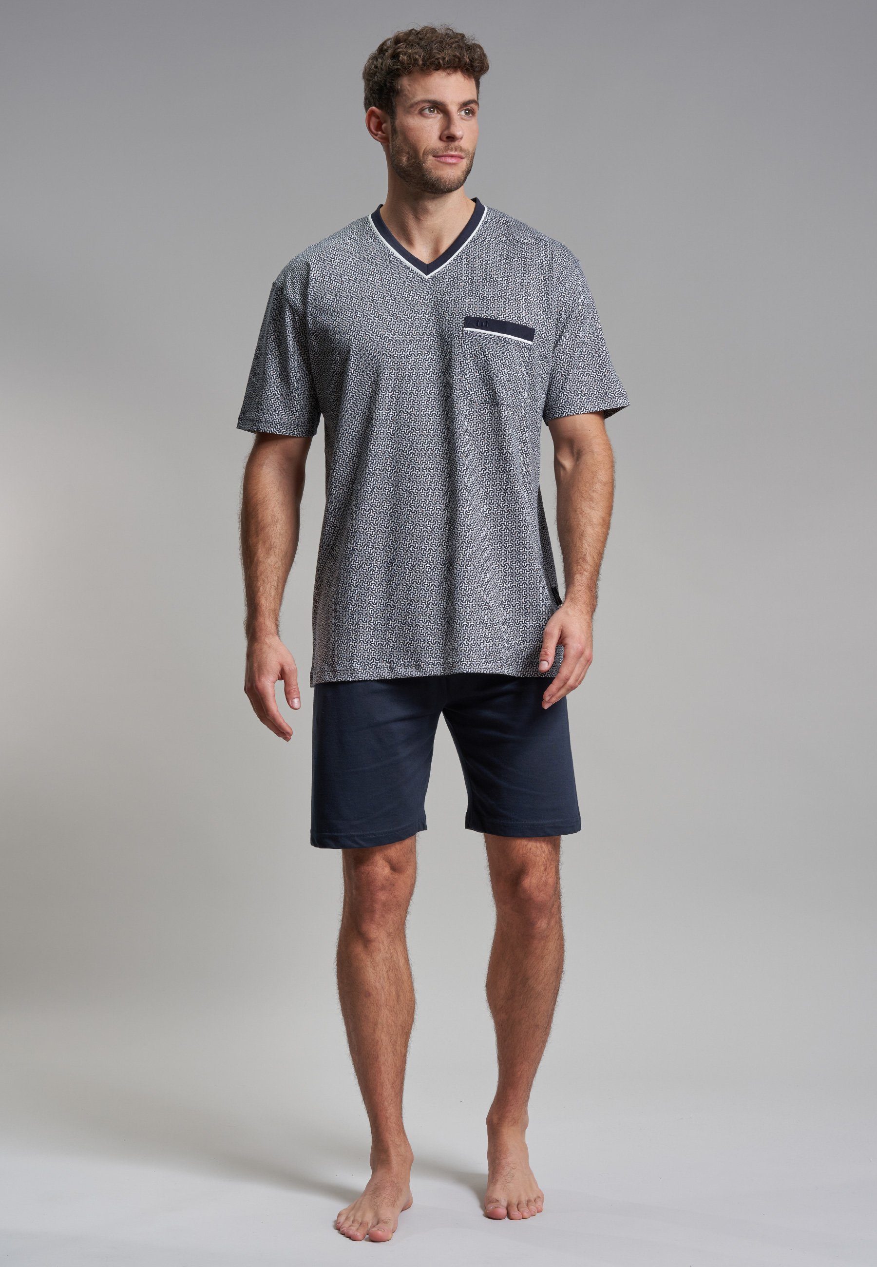 GÖTZBURG Shorty GÖTZBURG Herren Shorty blau bedruckt (1 tlg)
