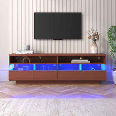 OKWISH Lowboard TV-Schrank (TV-Ständer hochglanz mit LED), Breite: 173,5cm