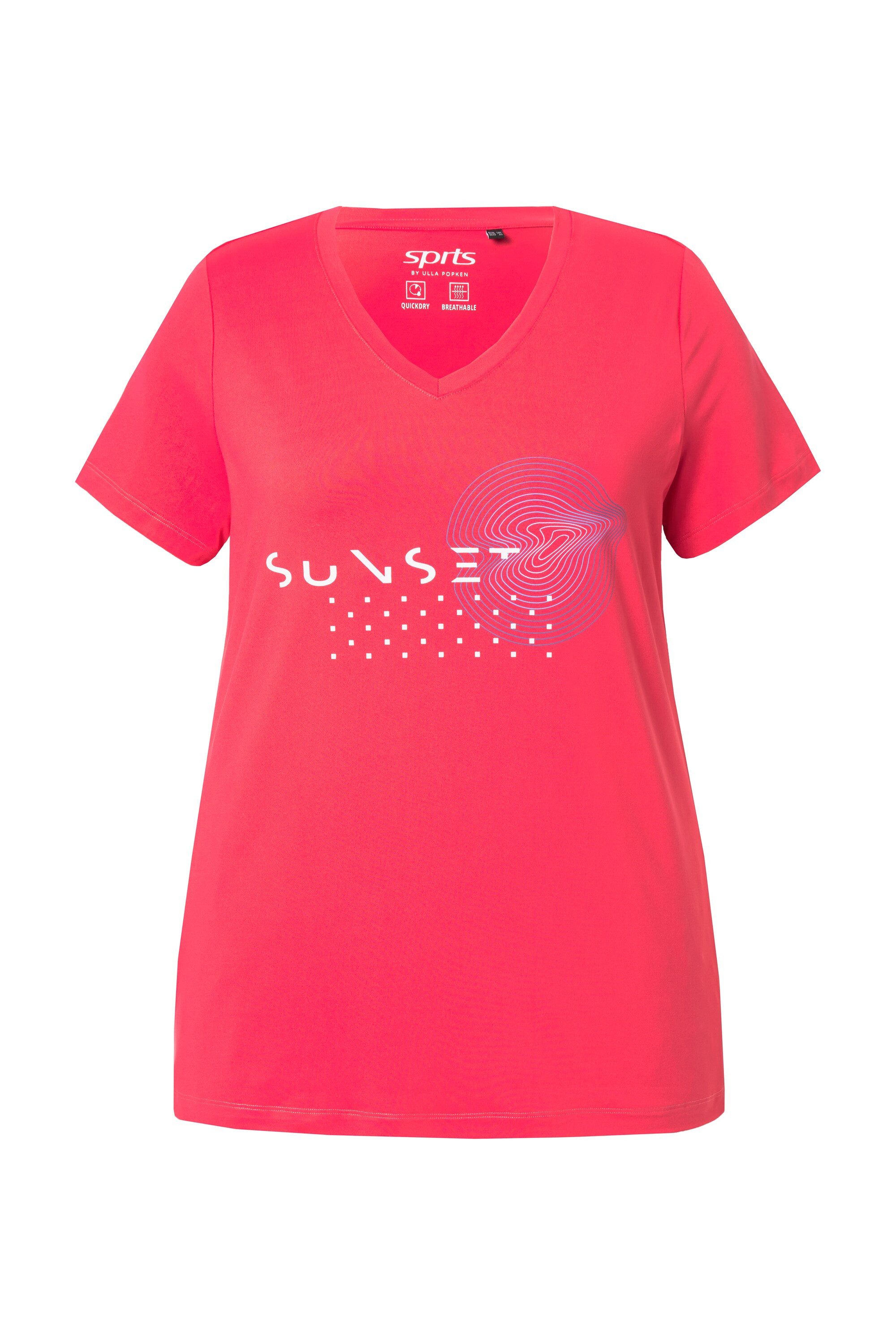 Ulla Popken T-Shirt Funktionsshirt schnelltrocknend V-Ausschnitt günstig online kaufen