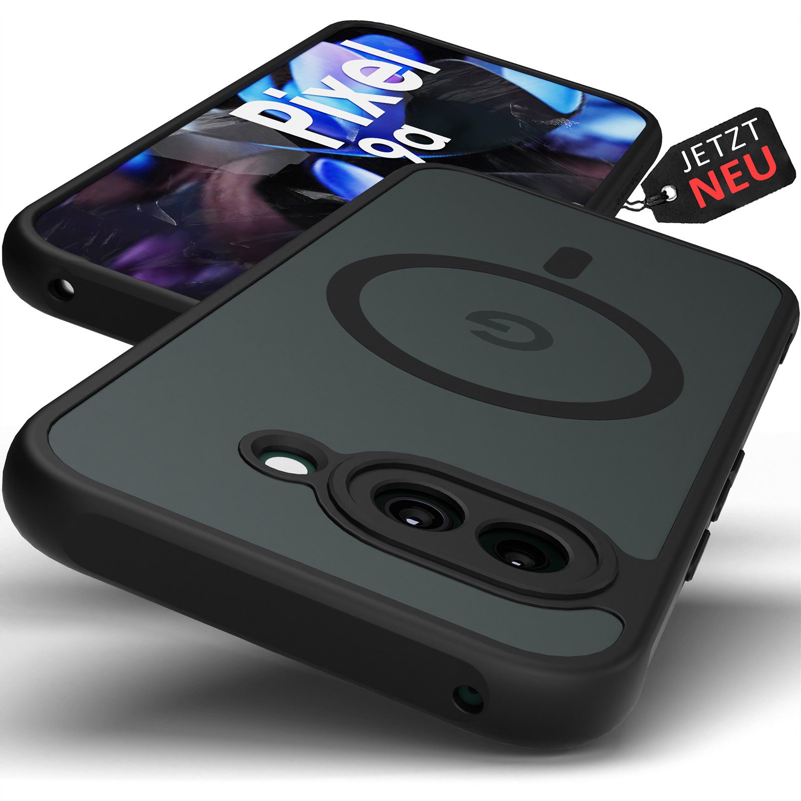 GreenHec Handyhülle Google Pixel 9a Hülle MagSafe Case Magnetisch Cover Schutzhülle Black 6,3 Zoll, Schwarz Magnet Cover, Stoßfest - Handyhülle mit Kameraschutz