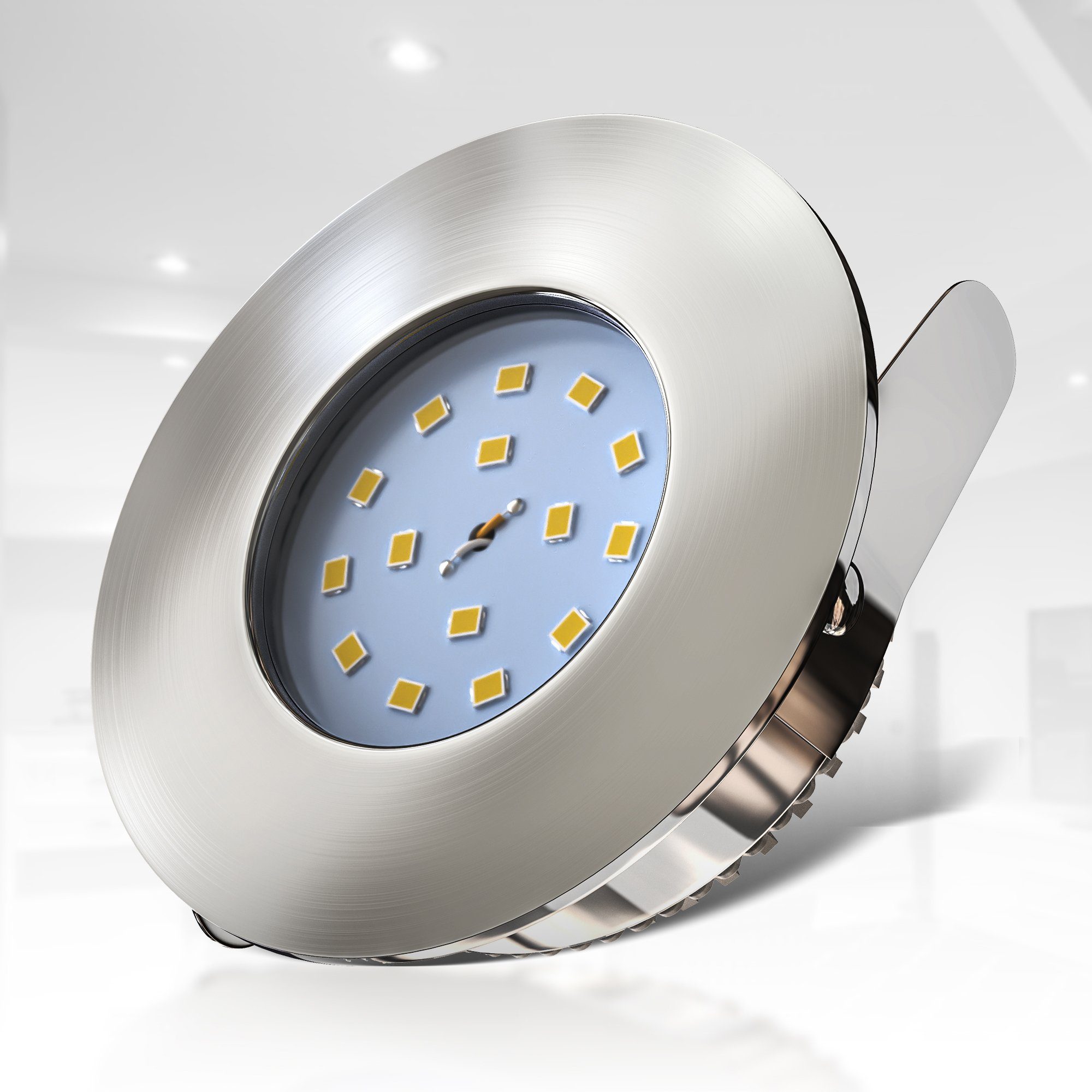 integriert, Einbauspot, LED 5W, LED fest LED Einbauleuchte, ultra x Warmweiß, flach, Einbaustrahler, 6 B.K.Licht IP44
