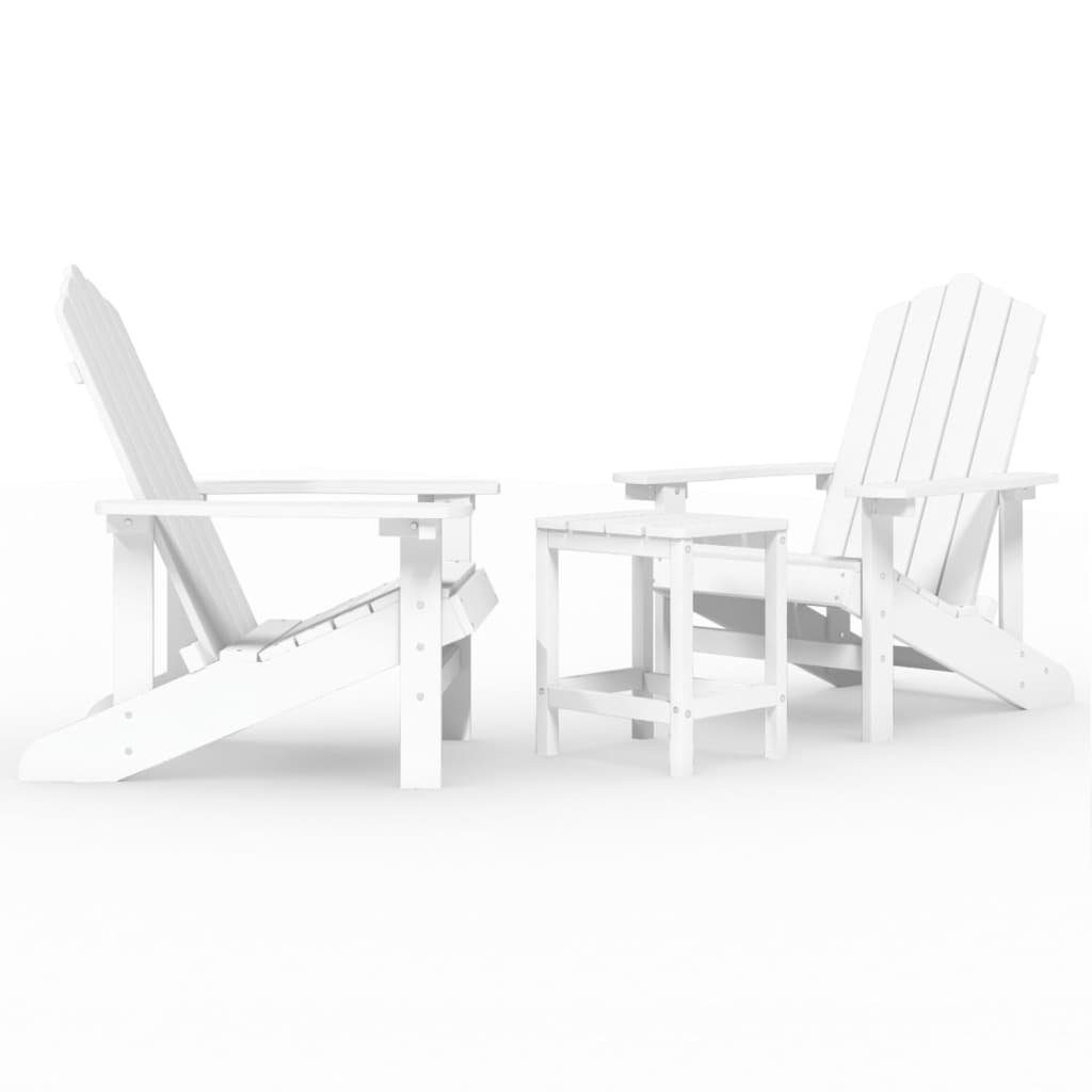 furnicato Gartenstuhl mit Weiß HDPE Adirondack-Gartenstühle Tisch