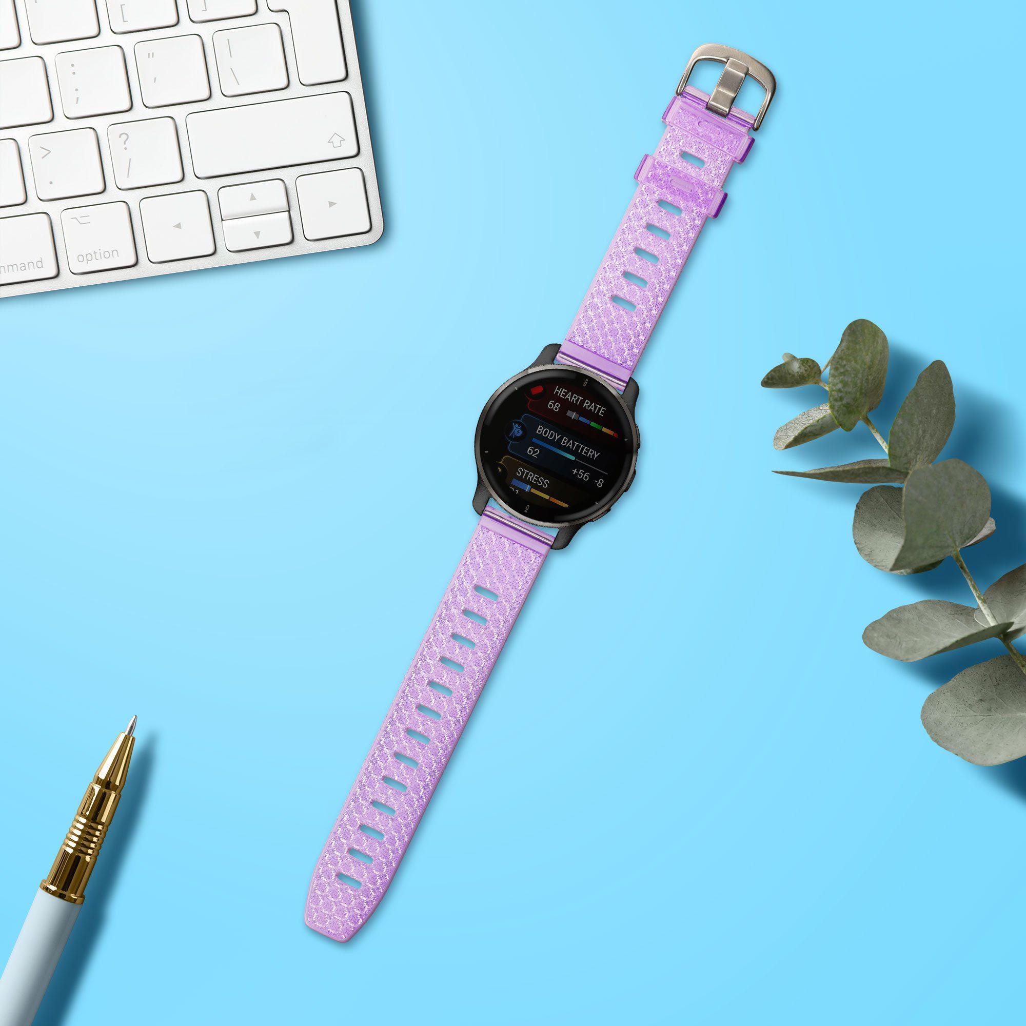 kwmobile Armband für Garmin 20mm vivomove sport / vivomove 3 / Venu 2 Plus / Sq Smartwatch, 1-tlg., Glitzer Ersatzarmband