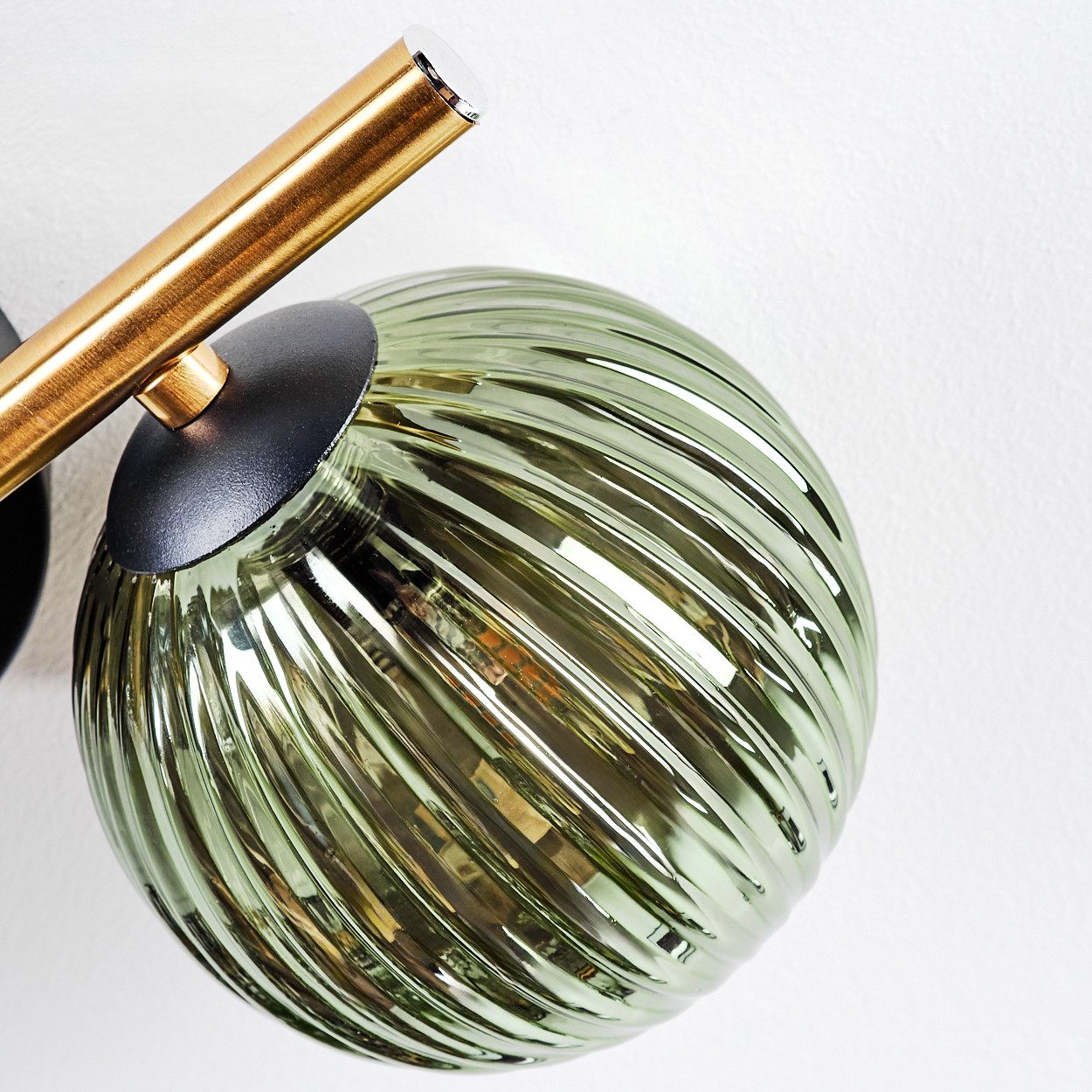 hofstein Deckenleuchte Deckenlampe aus Metall/Riffelglas in Schwarz/Gold/Blau/Grün/Kupfer, ohne Leuchtmittel, Deckenleuchte im modernen Vintage-Design (Schirme Ø 12 cm), 3 x G9