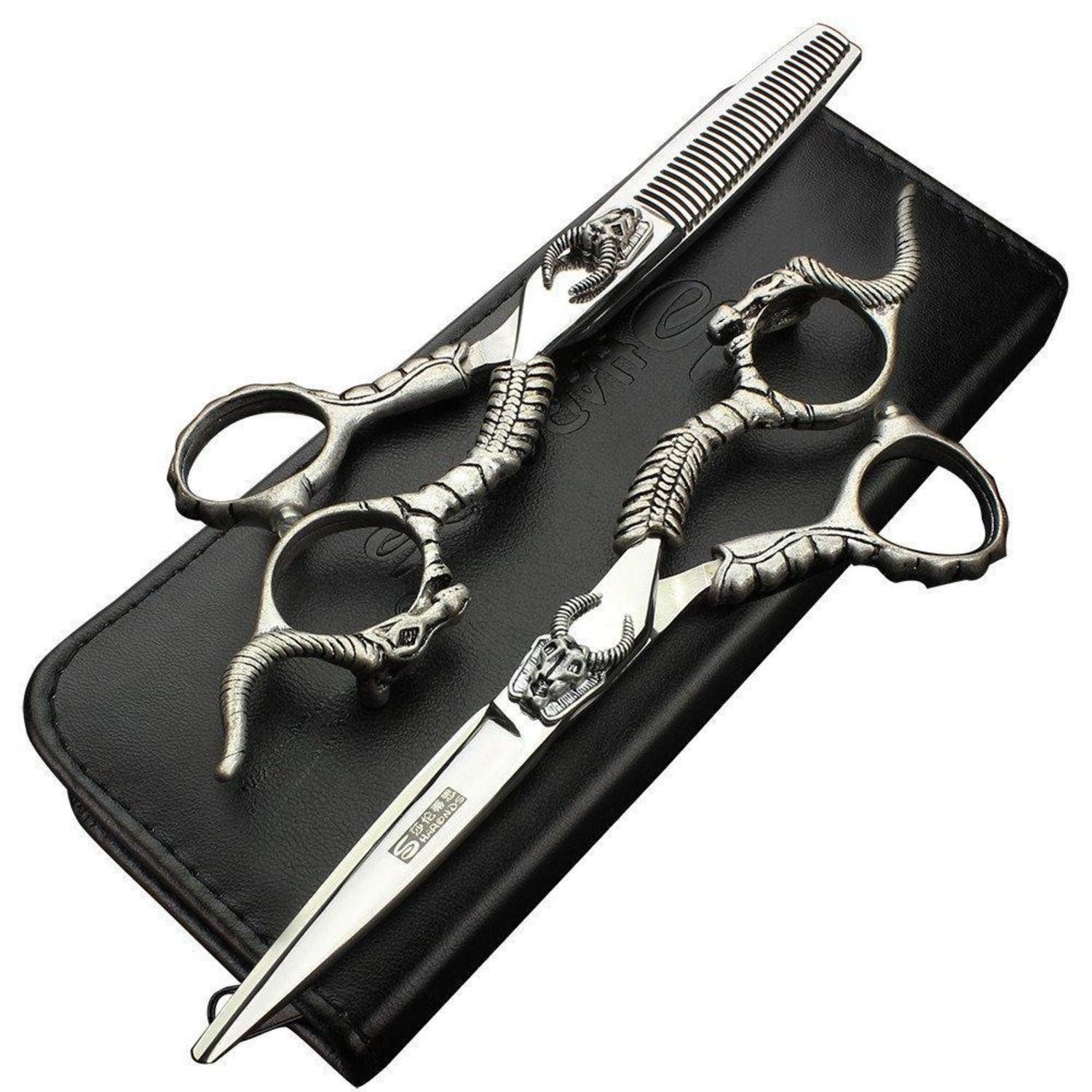 LuxusKollektion Haarschere Friseurschere-Set 15,2cm Edelstahl-Griff
