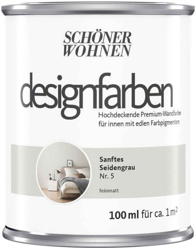 SCHÖNER WOHNEN FARBE Wand- und Deckenfarbe designfarben, hochdeckende Premium-Wandfarbe, Farbwelt grau