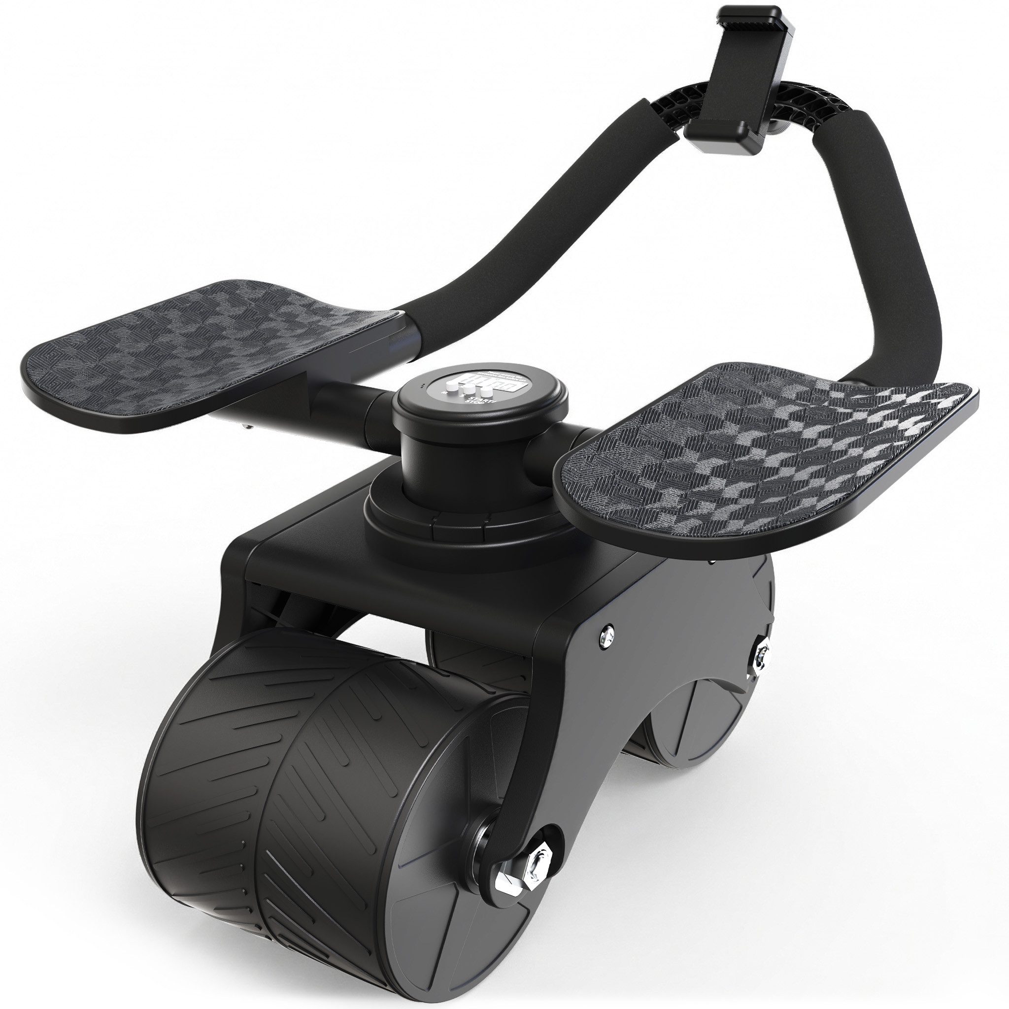 NEOLYMP Bauchtrainer Patentierter Bauchroller für Zuhause mit Unterarm-Auflagepads (Bauchroller – Extra Breite für Stabilität - Patentierter Bauchtrainer), 5 Einstellstufen für gerade & seitliche Rollouts & Handyhalterung