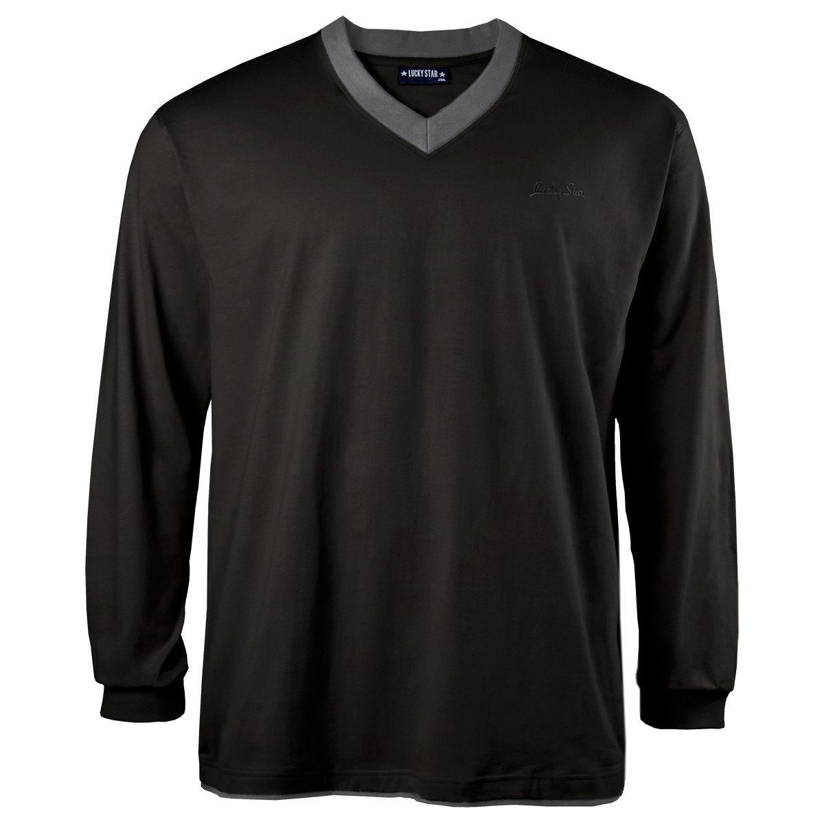 Langarmshirt Übergrößen double layer Langarmshirt schwarz-anthrazit Lucky Star