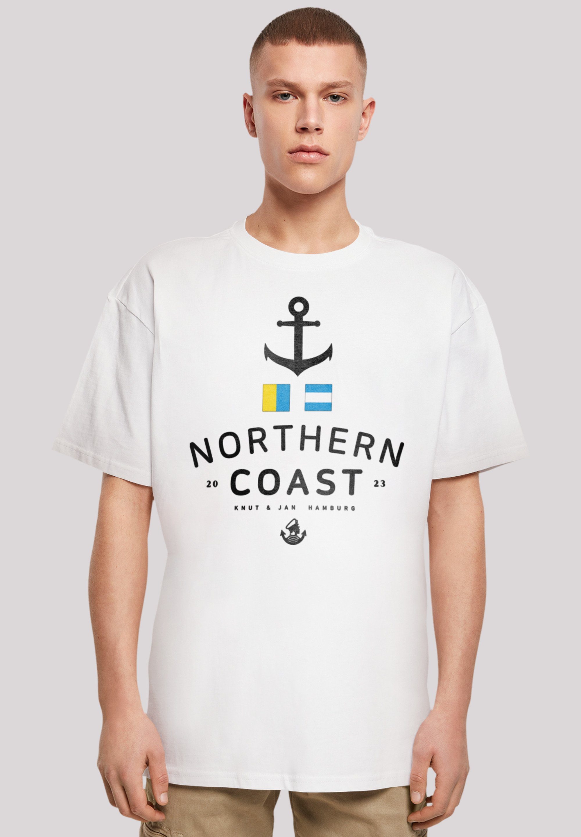 F4NT4STIC T-Shirt Nordsee Nordic Coast Knut & Jan Hamburg Print weiß
