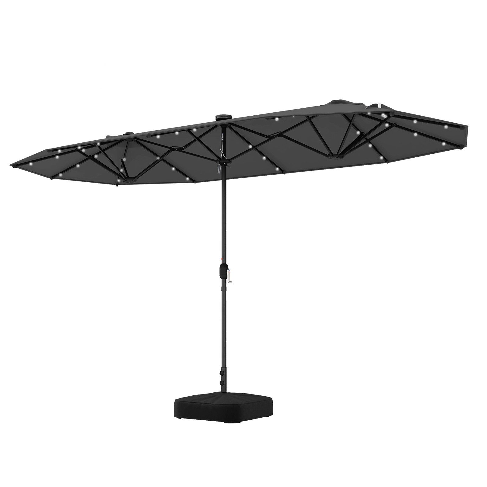 COSTWAY Sonnenschirm, 400 x 200 cm, LED-Solar-Beleuchtung, mit Ständer