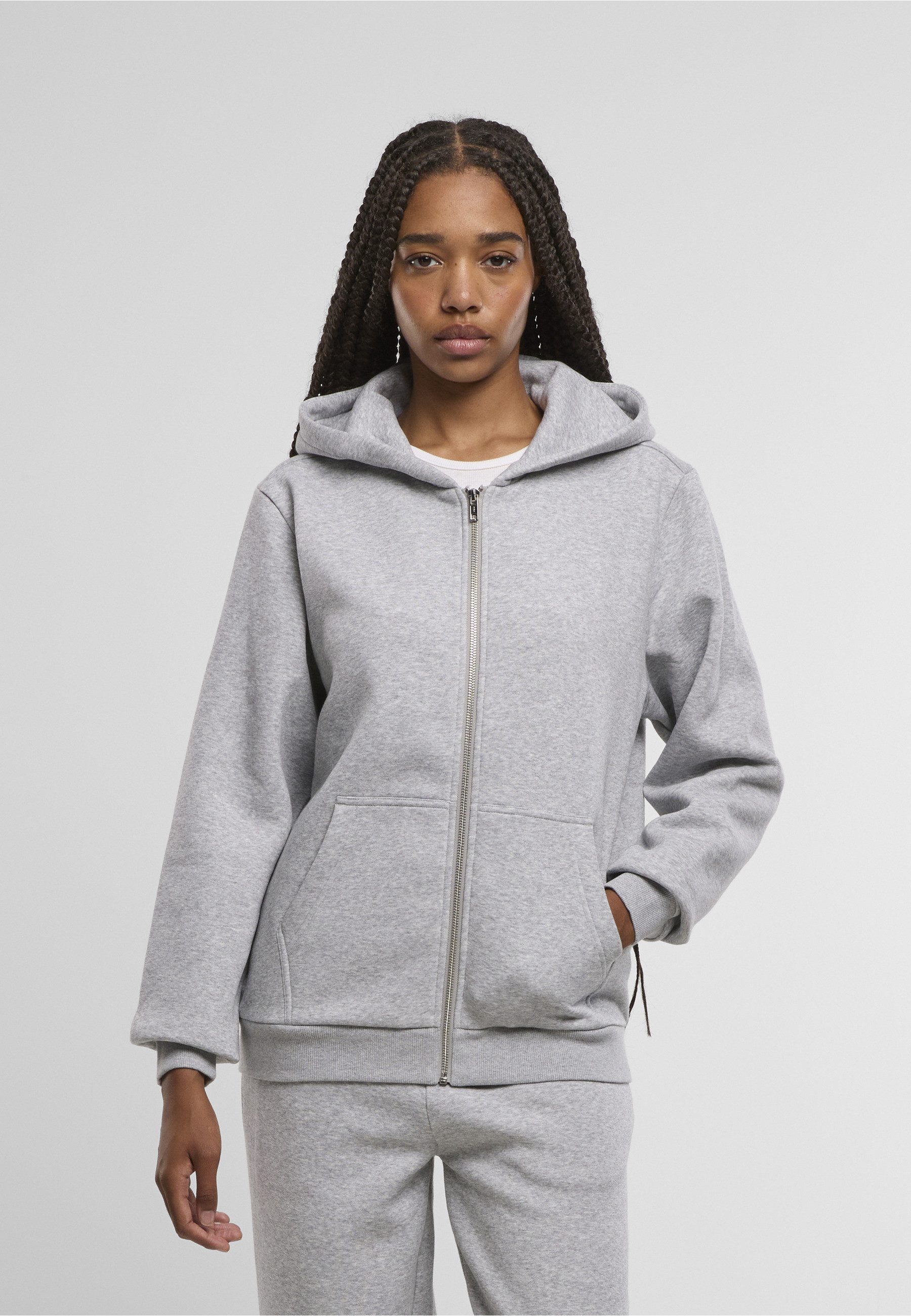 URBAN CLASSICS Cardigan Urban Classics Ladies Fluffy Zip Cardigan (1-tlg)