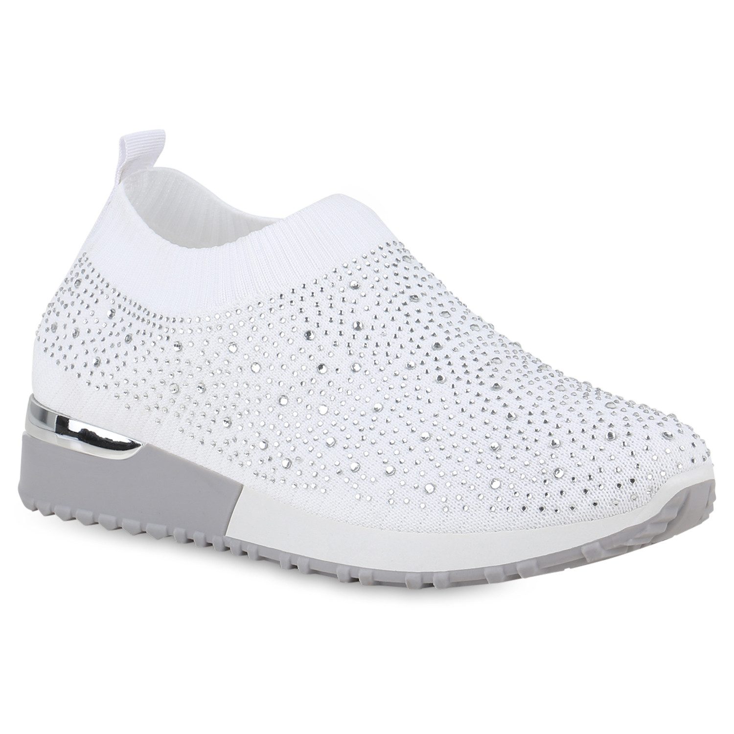 VAN HILL 21717037 BK150 Damen Sportschuhe White 37 Slip-On Sneaker Damen Slip Ons Sportschuhe Sportliche Strass Profil-Sohle