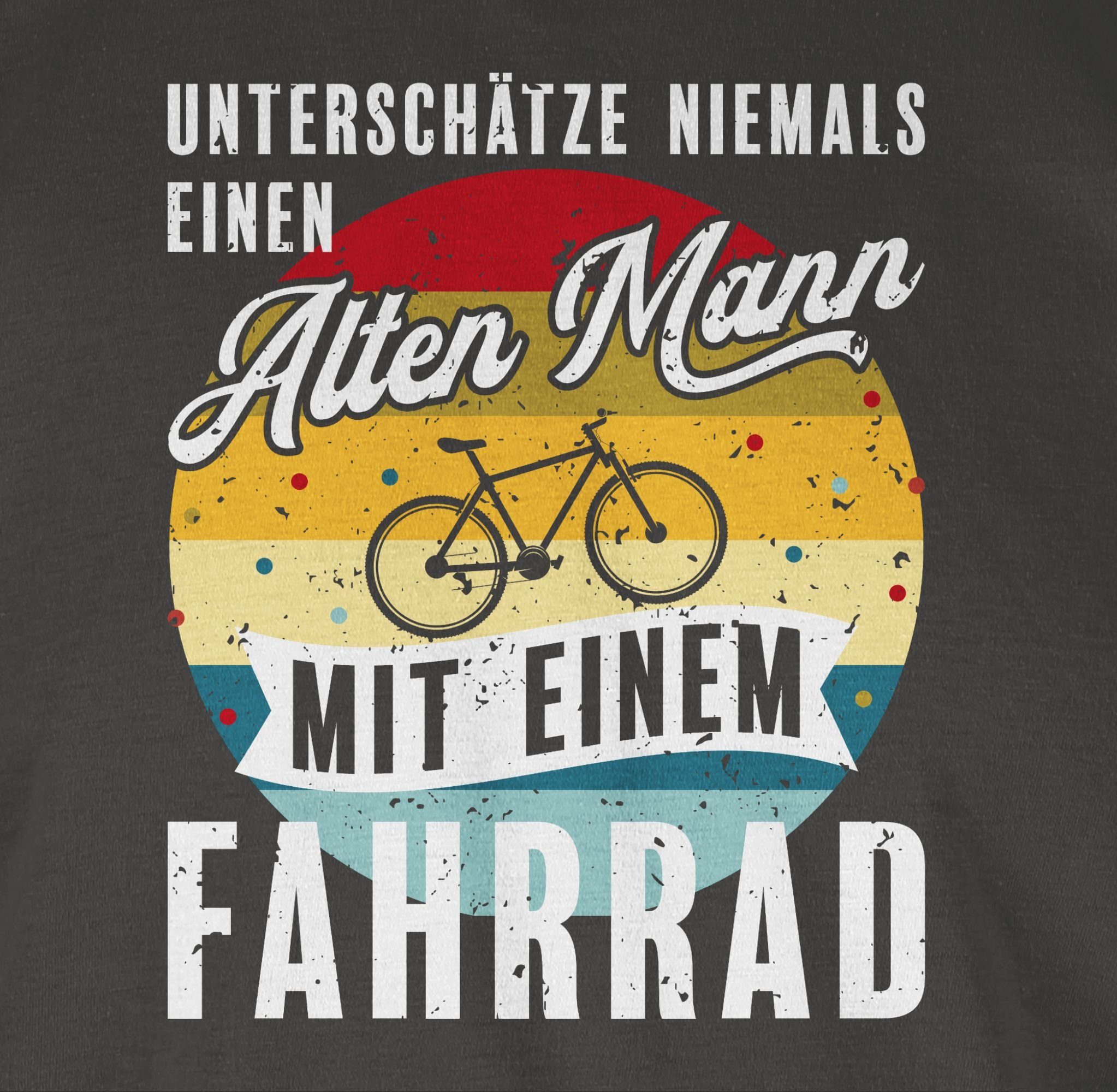 weiß einen niemals Mann Fahrrad alten Fahrrad Vintage Shirtracer Dunkelgrau Unterschätze Bekleidung einem - T-Shirt 03 mit Radsport