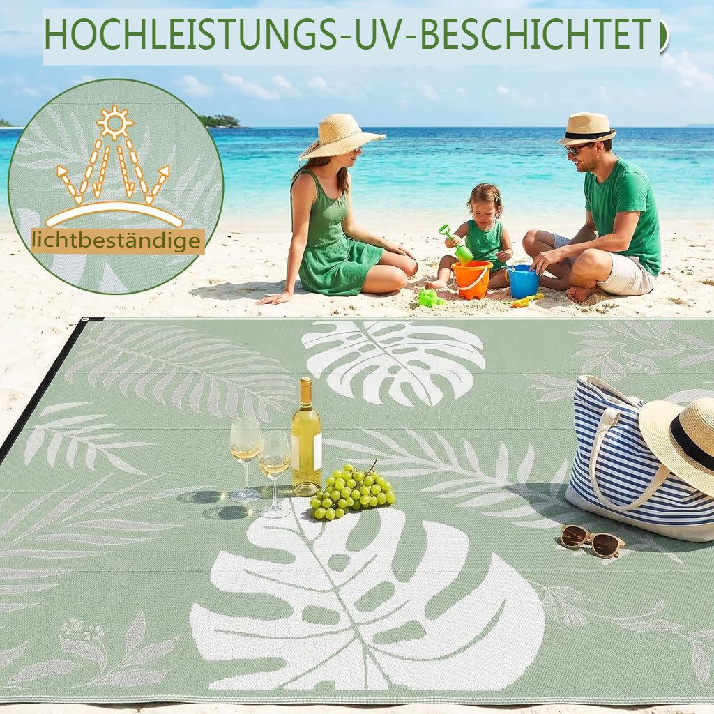 GOTGELIF Outdoorteppich 270 x 550cm Extra Größe Teppich für Balkon, Terrasse, Pool, Camping, Rechteckig, Höhe: 3 mm, Boho-Stil Flachgewebe, Doppelseitig, Wetter – Bild 5 von 5
