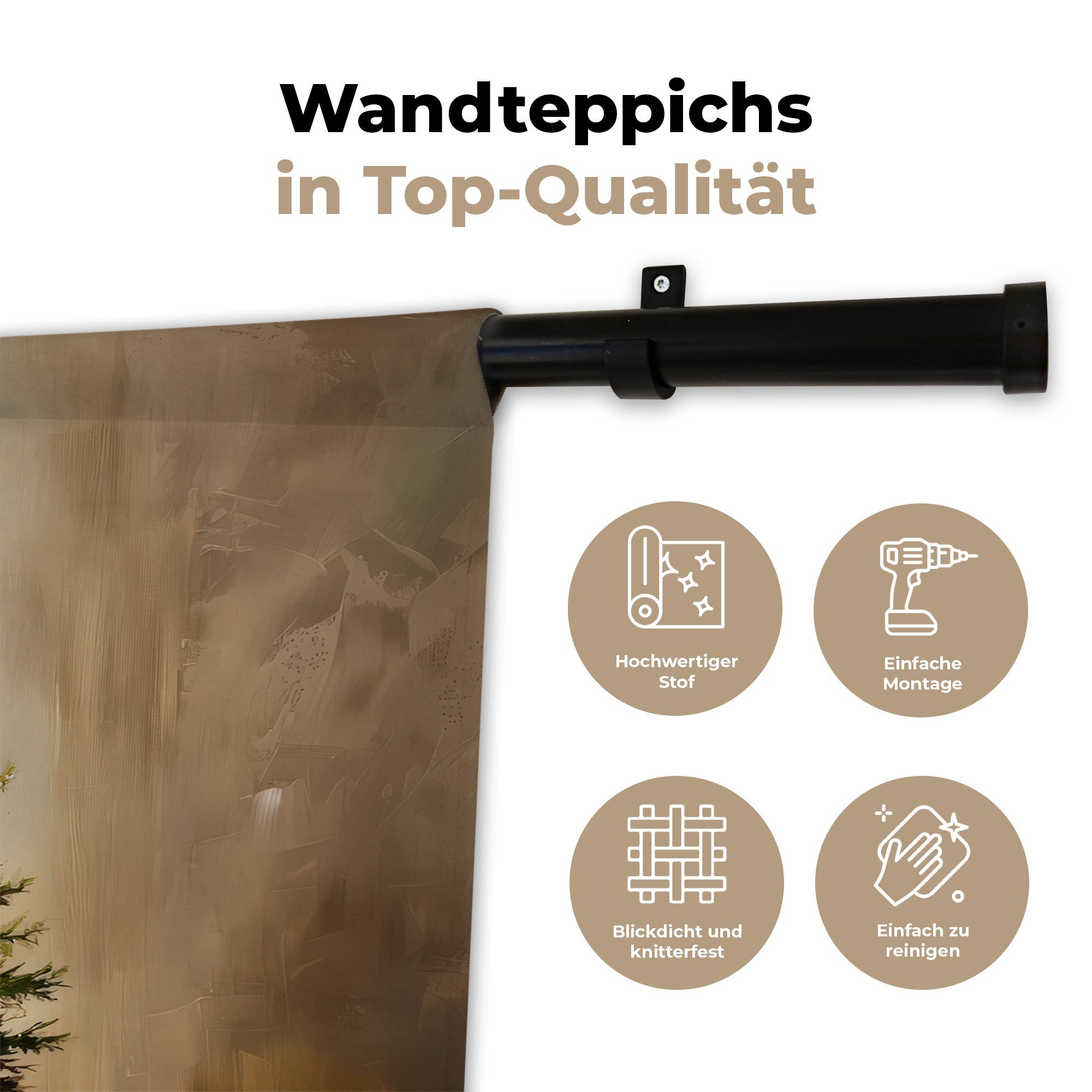 MuchoWow Wandteppich Weihnachten - Atmosphäre - Grün, Rechteckig, Höhe: 3 mm, Wandteppich für Wohnzimmer, Schlafzimmer, 60x40 cm