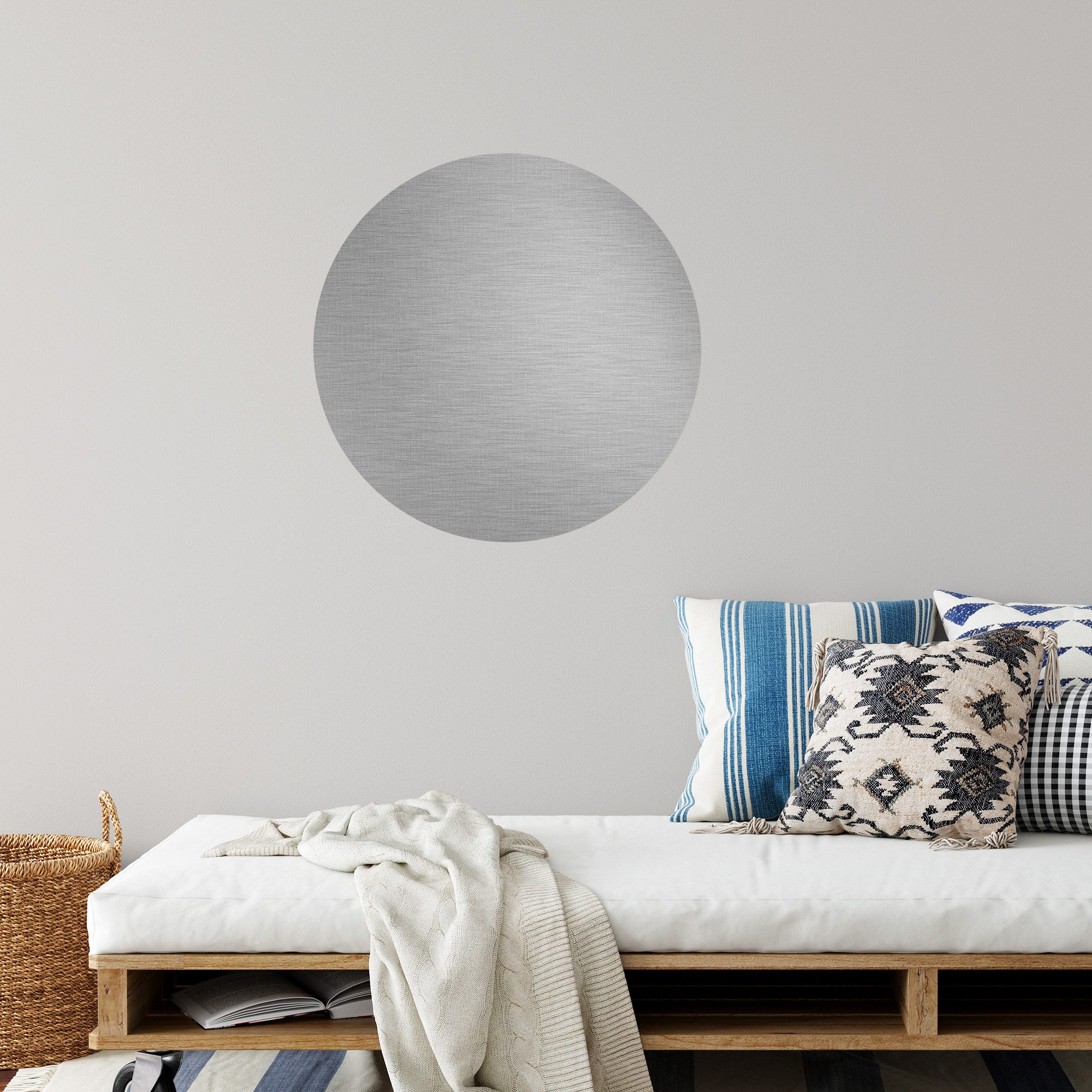 DEQORI Fototapete 'Gebürsteter Stahl', Rund, matte Leinwandstruktur, bedruckt, (1 St), selbstklebend Wandtattoo Motiv Wandtapete Wand Sticker Bild Tapete