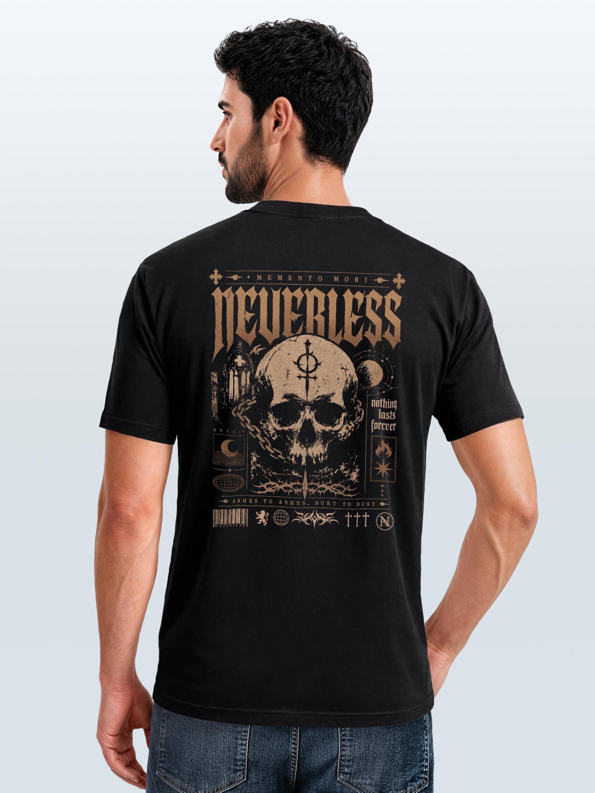 Neverless Print-Shirt Herren T-Shirt Backprint - Design Rebel Skull - Baumwollshirt Männer mit Print – Bild 3 von 5