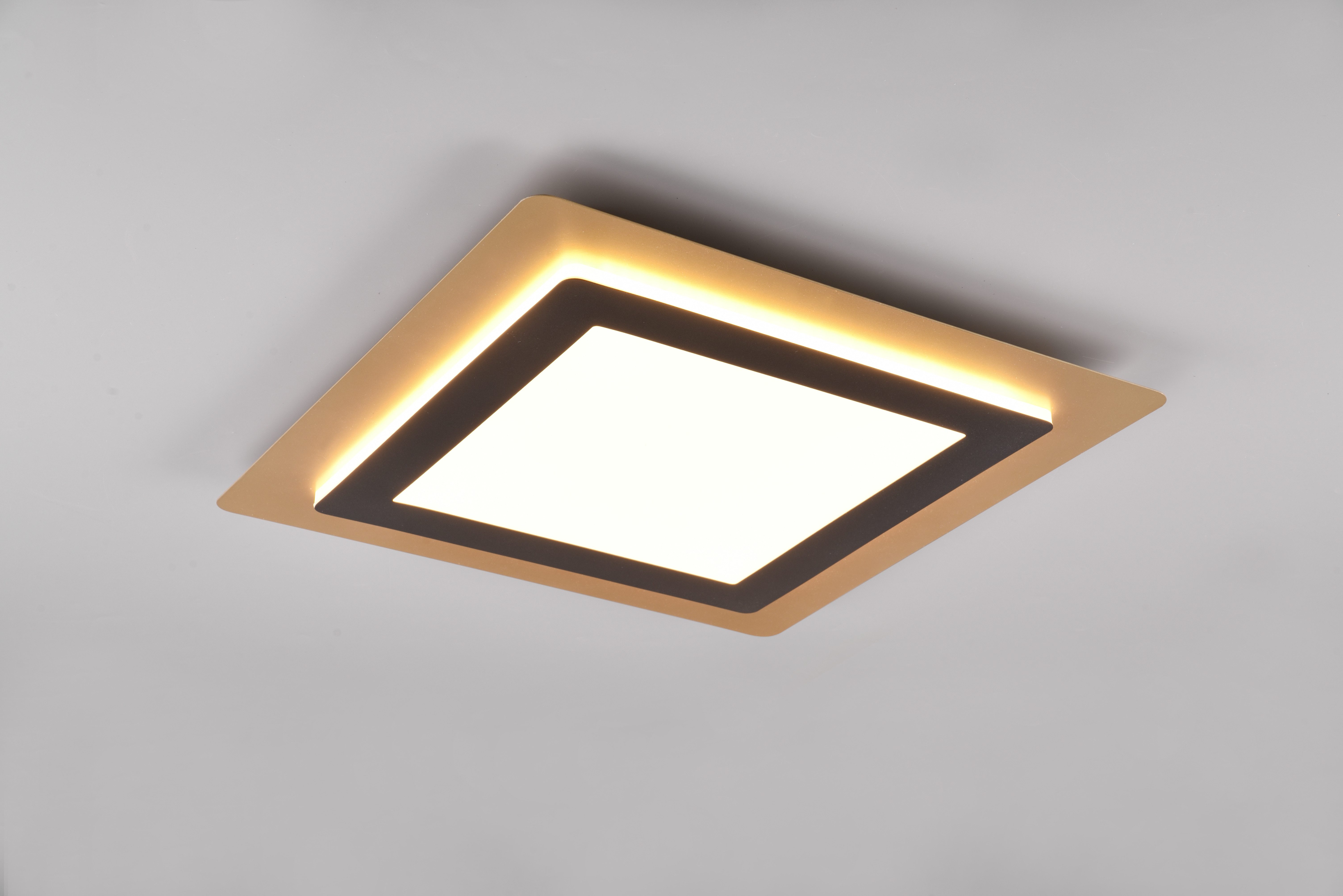 TRIO Leuchten LED Deckenleuchte MORGAN, quadratische Deckenlampe 45x45cm, dimmbar, CCT, Memoryfunktion, Nachtlichtfunktion, LED fest integriert, warmweiß - kaltweiß, Nachtlicht, Timer, 46W 6000 Lumen, 2700-6500 Kelvin, mit Fernbedienung