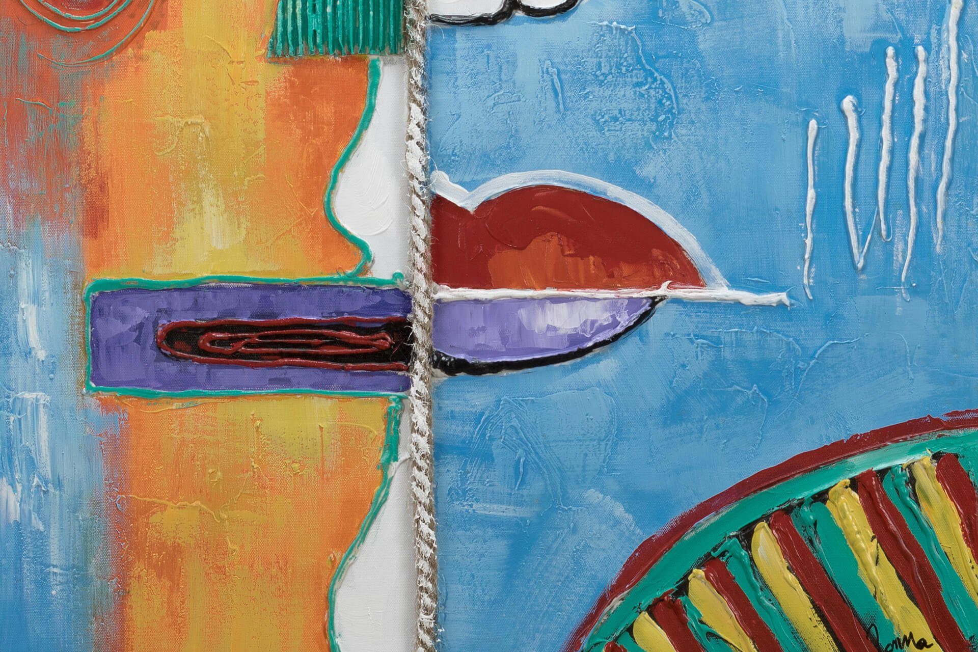 KUNSTLOFT Gemälde Two Faces 60x90 cm, Leinwandbild 100% HANDGEMALT Wandbild Wohnzimmer