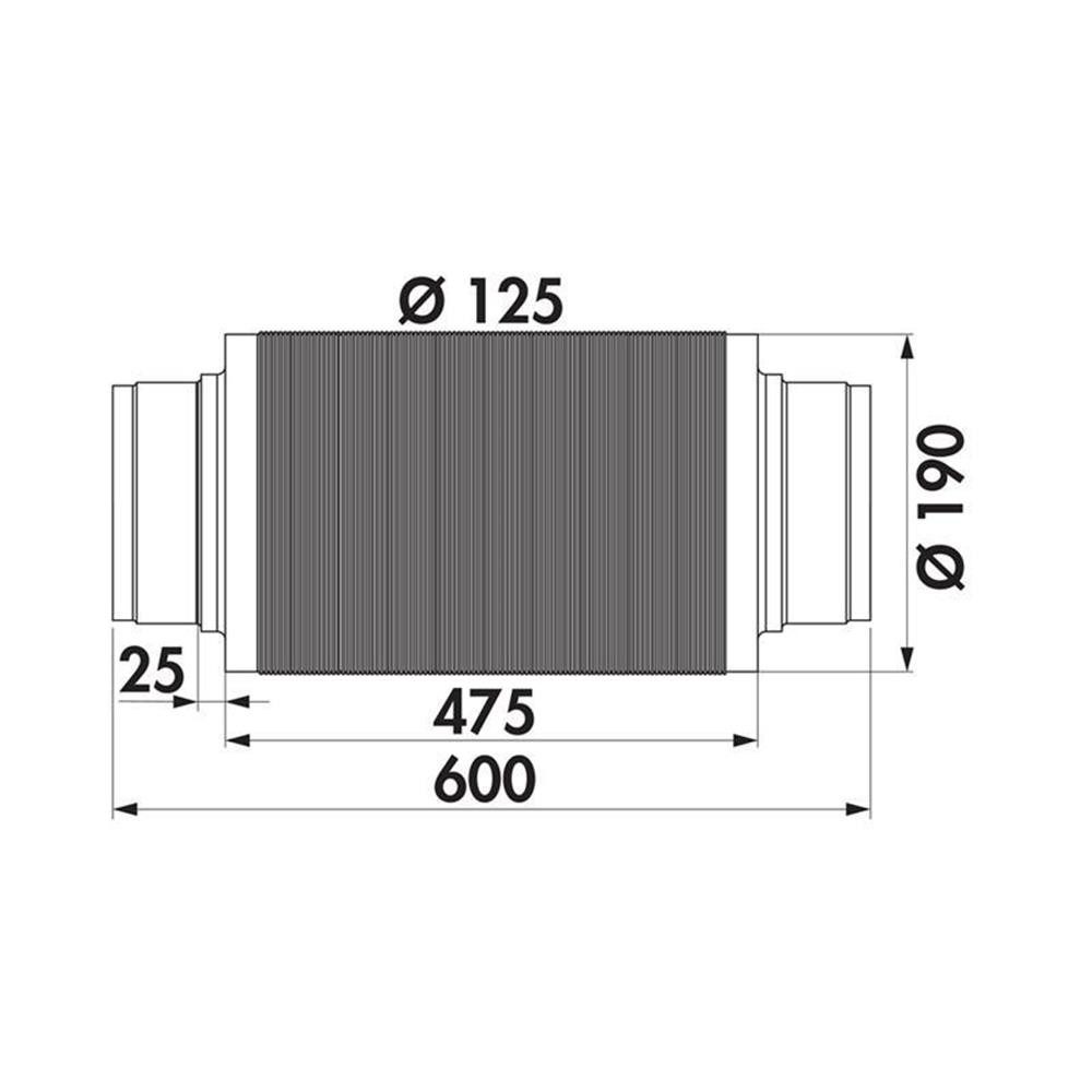 Naber Abluft-Set Naber COMPAIR System Ø 125/flach Schalldämpfer 125 Aluminium
