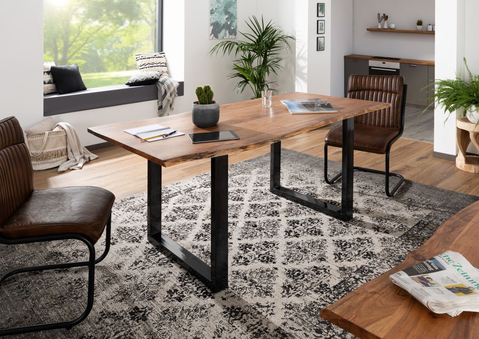 Massivmoebel24 Baumkantentisch FREEFORM (120x90x76 Akazie, Baumkantentisch günstig online kaufen