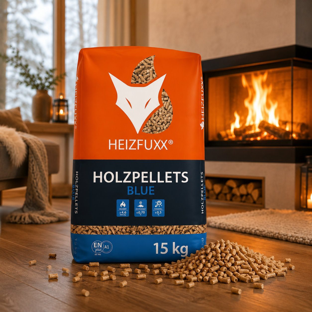 HEIZFUXX Holzpellets Blue ENplus A1 Holzpellets Weichholz, 975 kg, (Palette, 65-St) – Bild 5 von 5