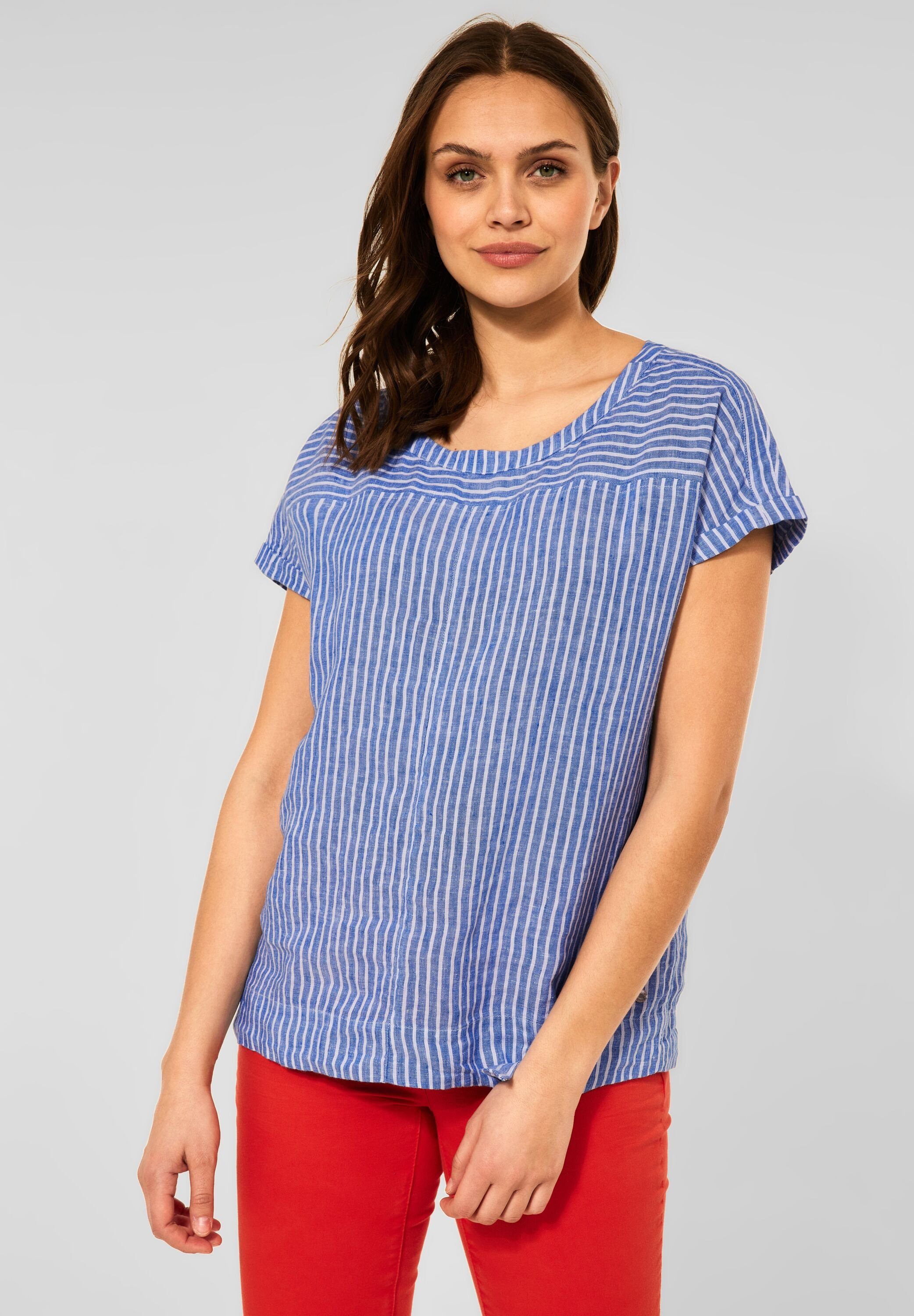 Blue (1-tlg) in mit Leinen Cecil Schleife Blouse Bluse Cecil Shirtbluse Streifen