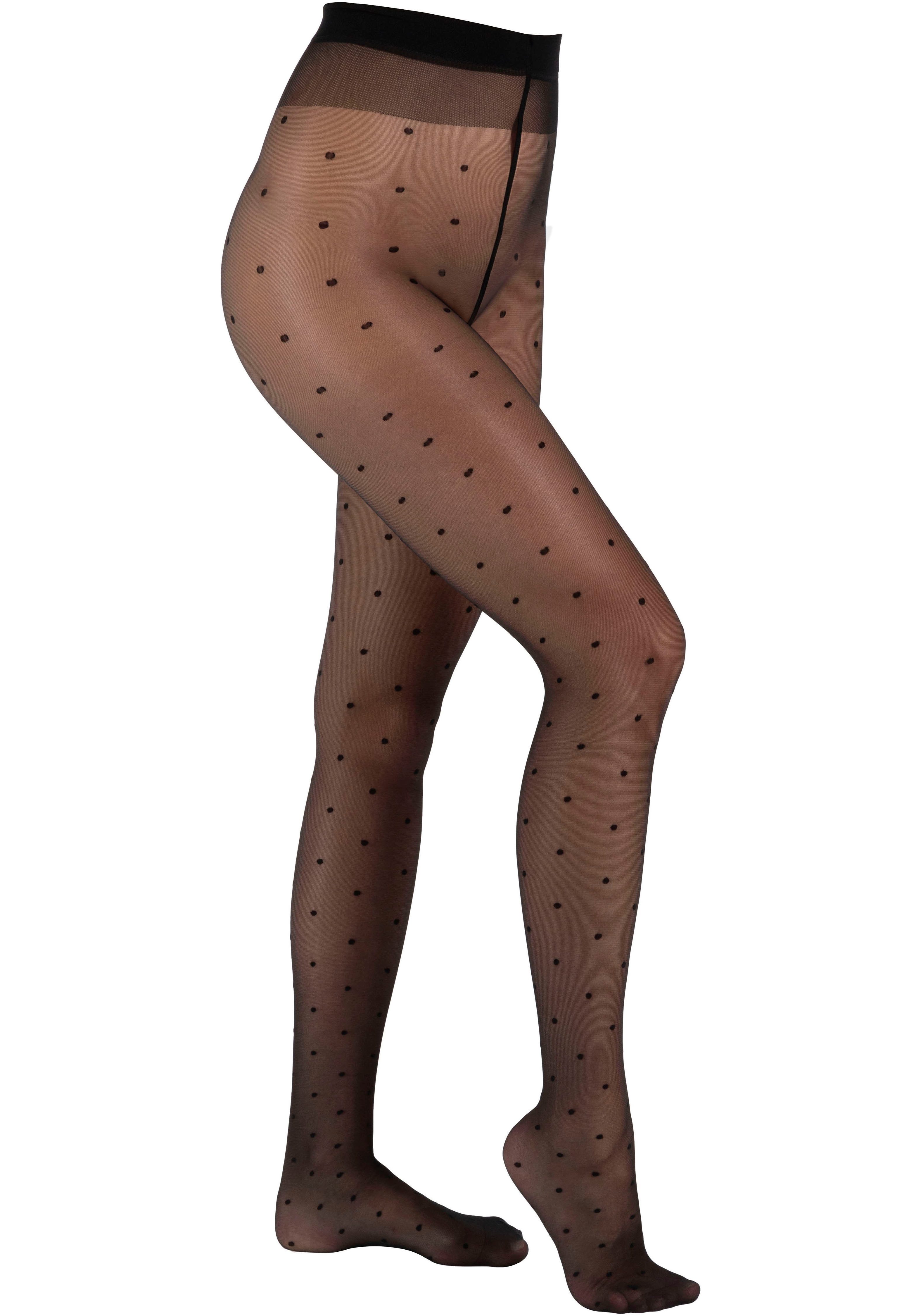 Camano Ouvert Strumpfhose fine seductive 20 DEN Feinstrumpfhose mit Punkte-Design