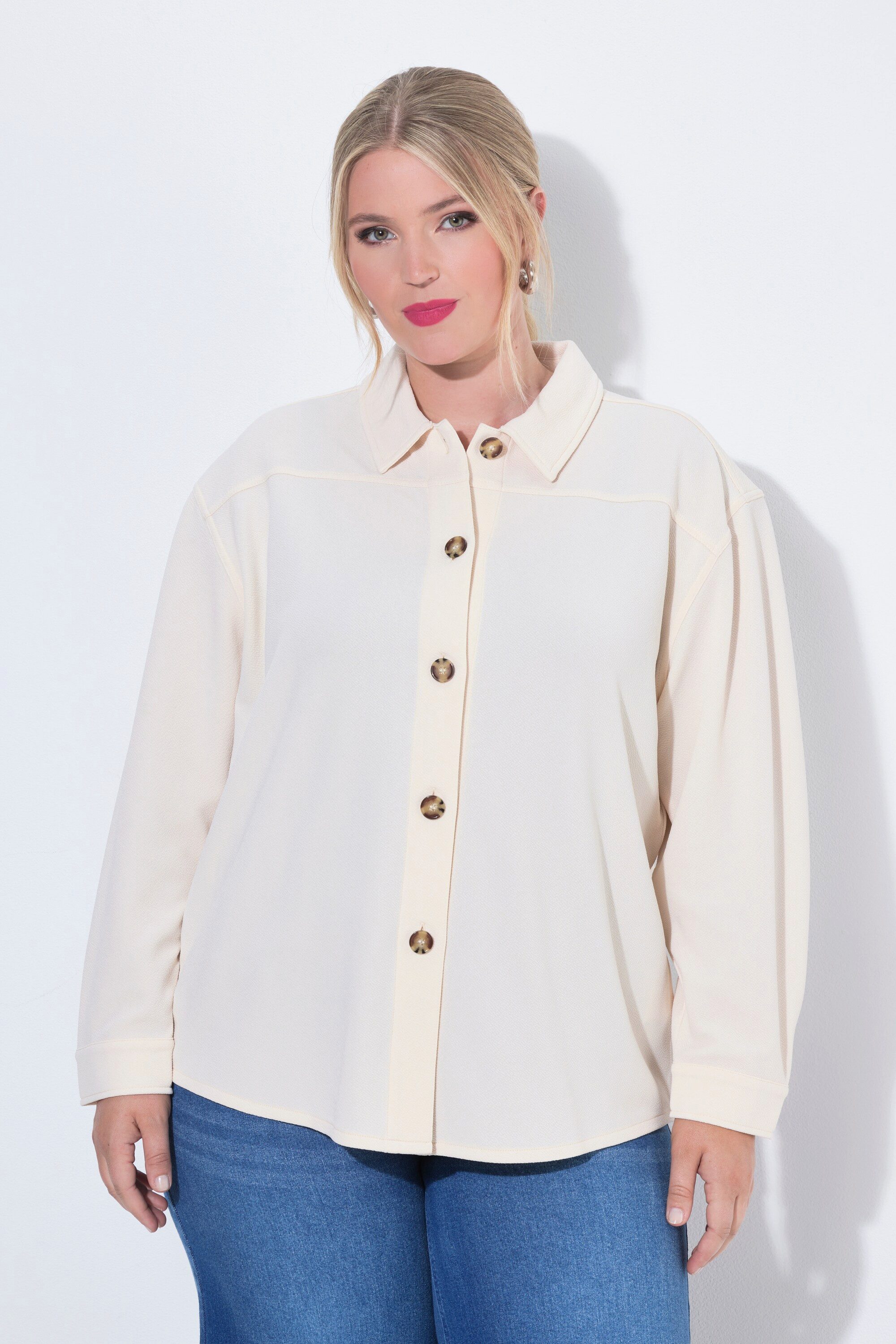 MIAMODA Hemdbluse Hemdjacke Loose Fit Stretchkomfort Langarm