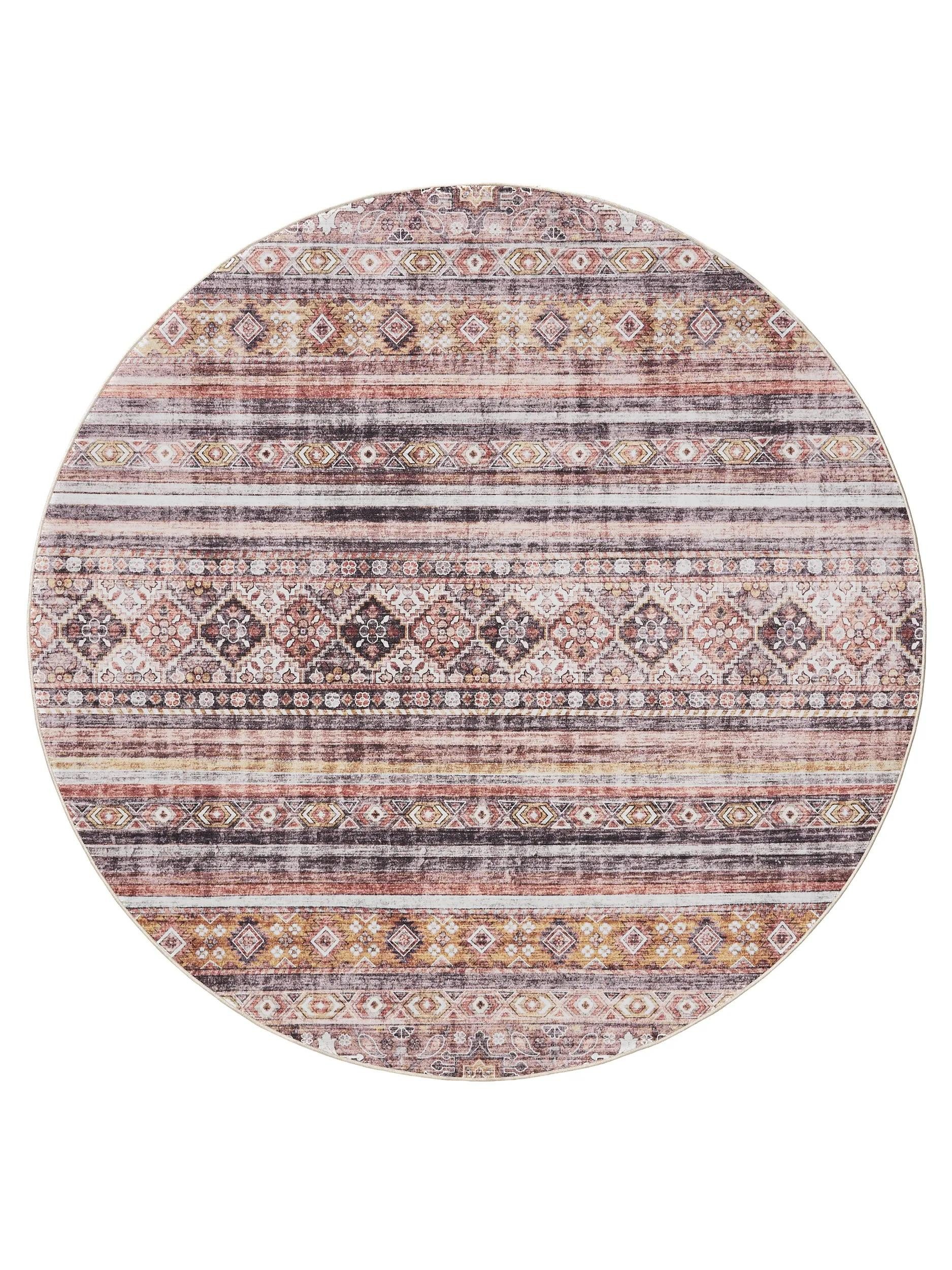 benuta Teppich George, rund, Höhe: 5 mm, Vintage-Look, Kurzflor, Teppich Wohnzimmer, Schlafzimmer, Waschbar