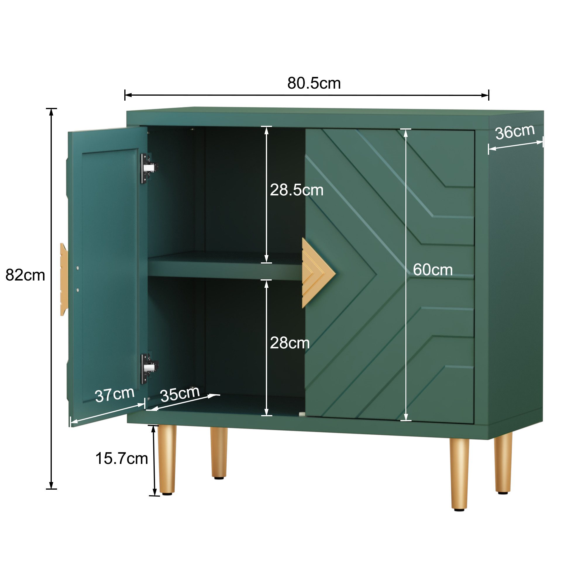 HOLTICO Sideboard Schrank für Wohnzimmer, Küche, Schlafzimmer (1 St), Kommode mit 2 Türen, Küchenschrank, Aufbewahrungsschrank – Bild 2 von 5