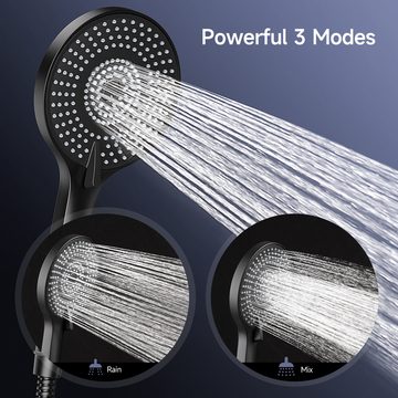 Rainsworth Duschsystem ohne Armatur, 3 Strahlart(en), 25cm Rund Regendusche und 3 Strahlarten Duschkopf, Druckknopfsteuerung