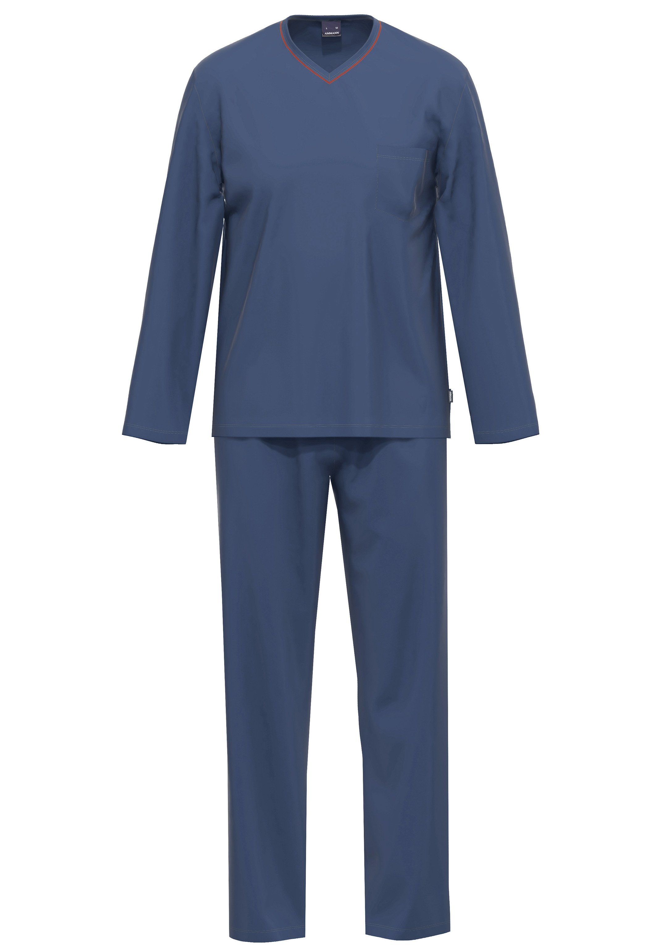 Sea Ammann Lockere Pyjama Angenehm Organic Haut 2 Schnittform, der (Set, Cotton Sargasso Baumwolle auf Schlafanzug Pure tlg) - -