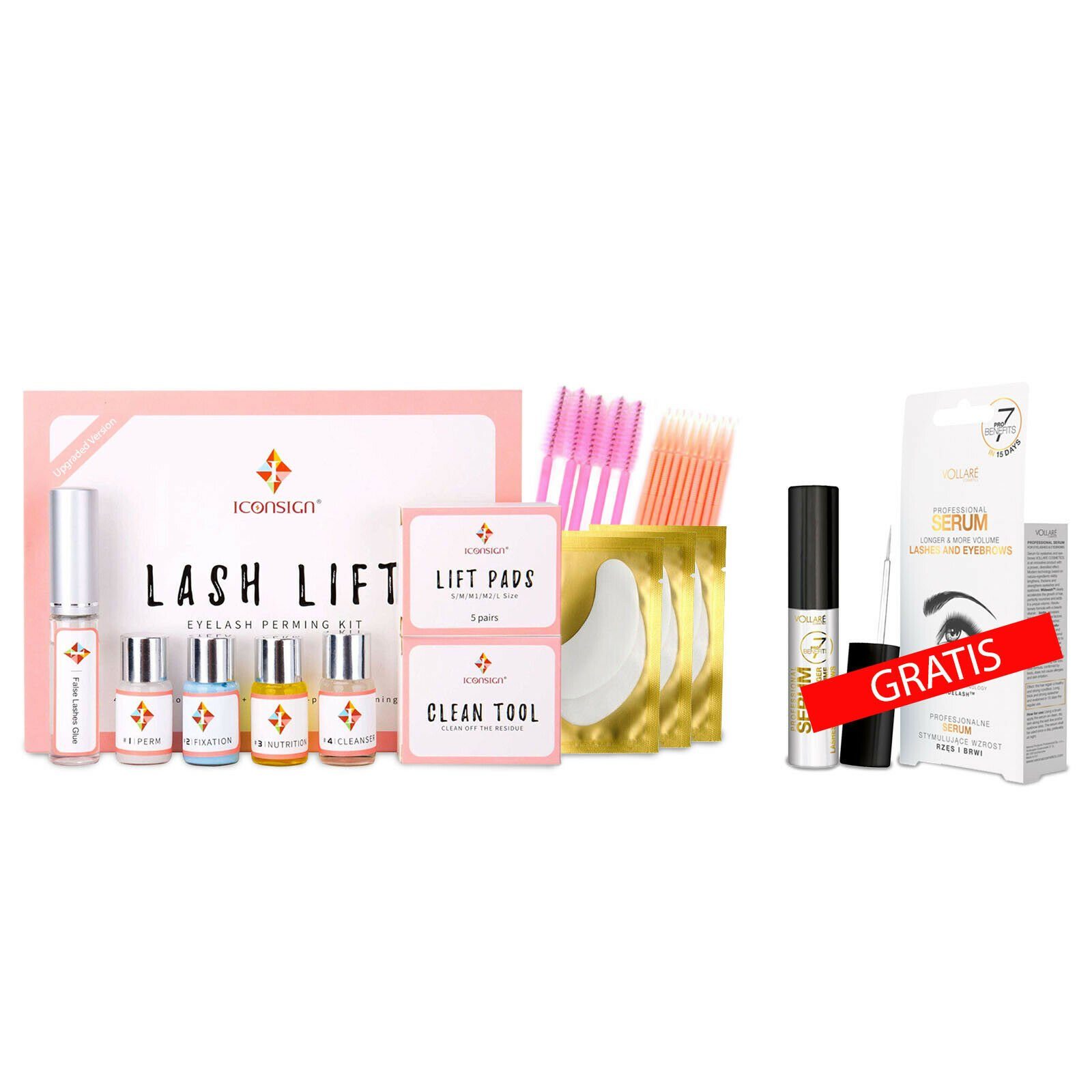 P-Beauty Cosmetic Accessories Wimpernpflege-Set Wimpernlifting Starter Set inkl. Original Zubehör+Volare GRATIS Serum, 10-tlg.