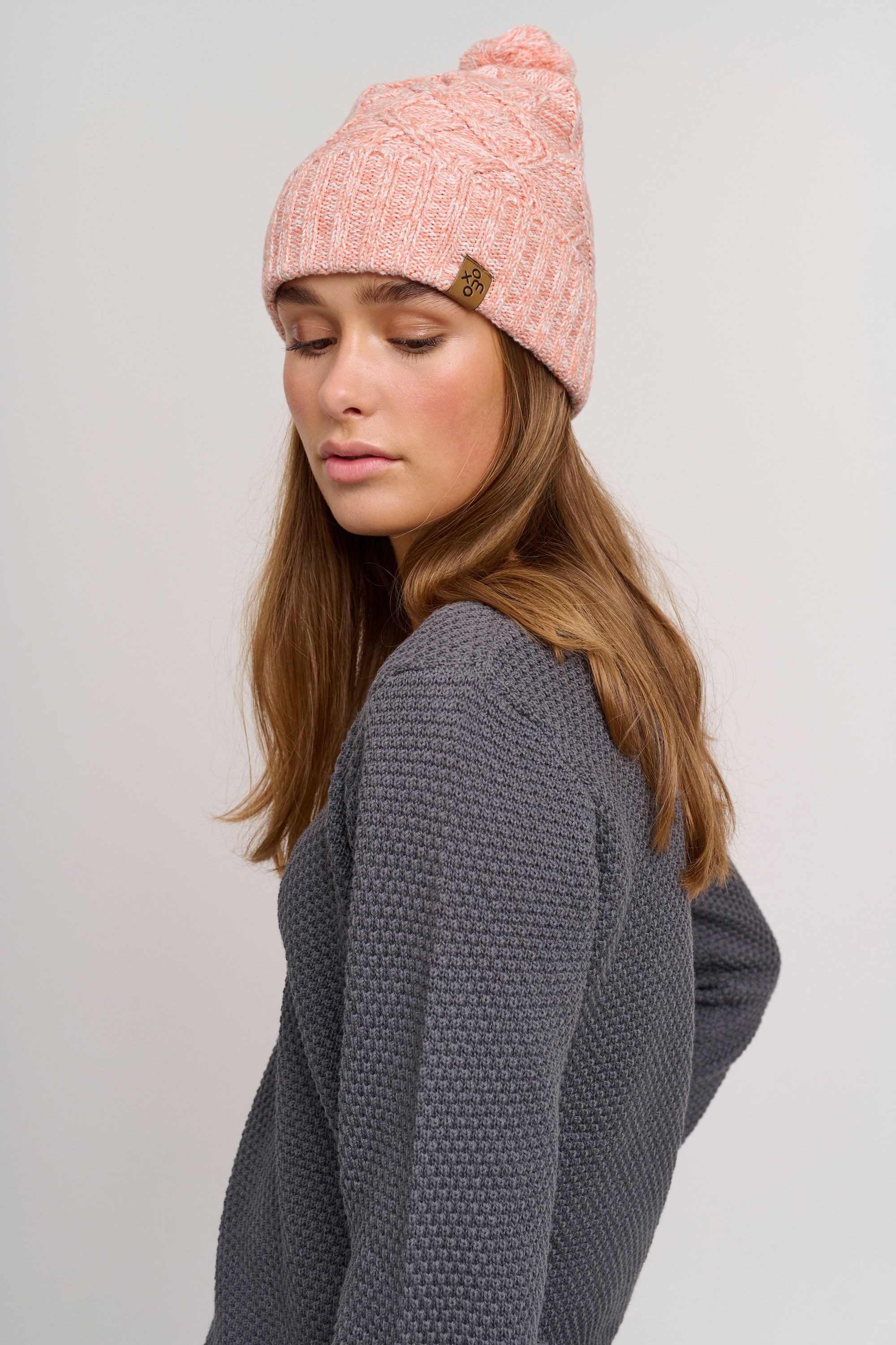 OXMO Strickmütze OXPom Pudelmütze aus 100% Baumwolle