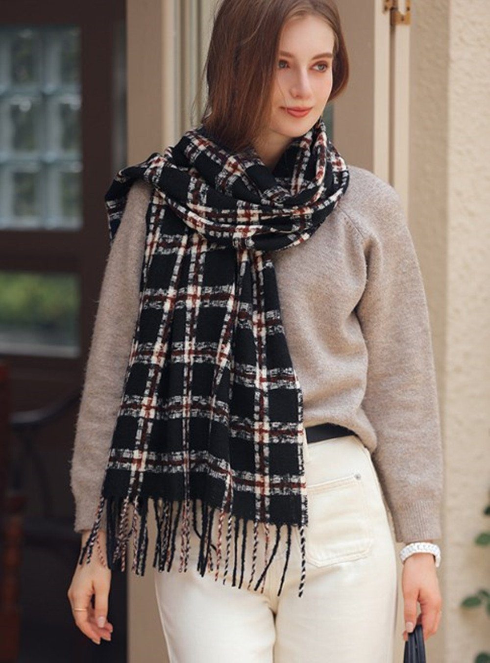 XDeer Wollschal Damen Schal,kuschelweich Karo,Winter Schal günstig online kaufen