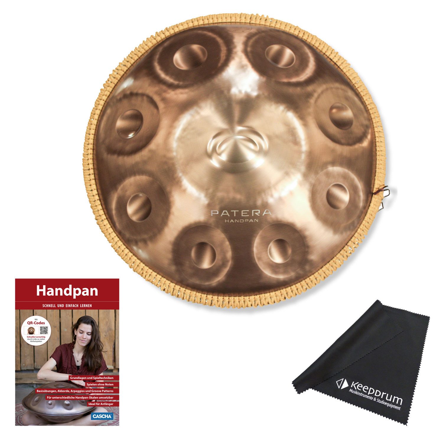 Handpan Patera Handpan HPDM-12 Compact Edelstahl D-Kurd mit Lehrbuch