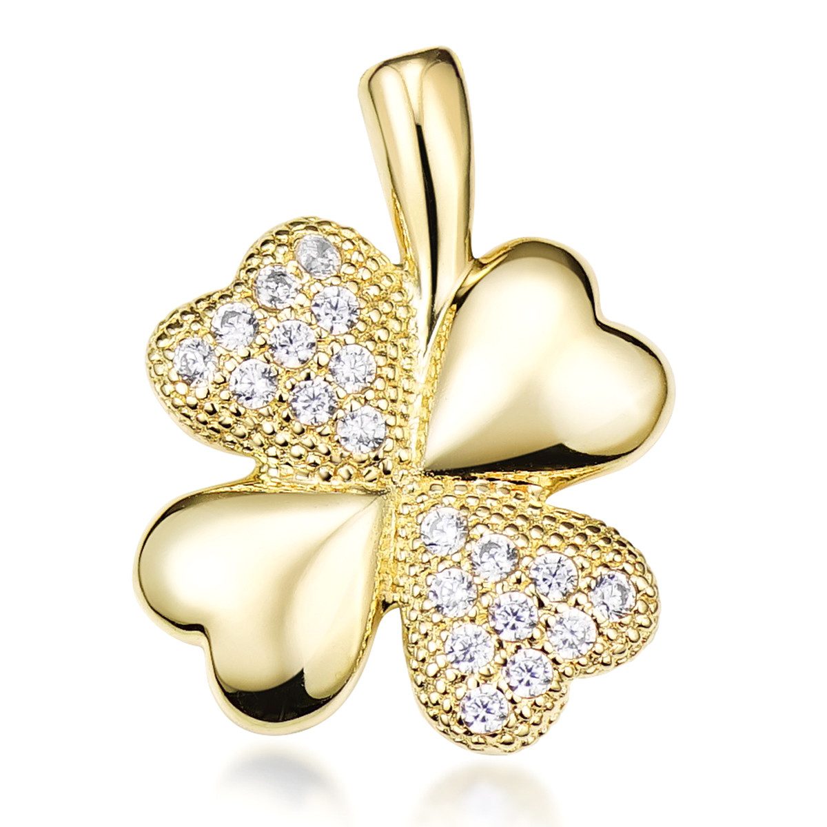 Materia Kettenanhänger Kleeblatt Glücksbringer Zirkonia KA-309-Gold, aus 925 Sterling Silber, vergoldet