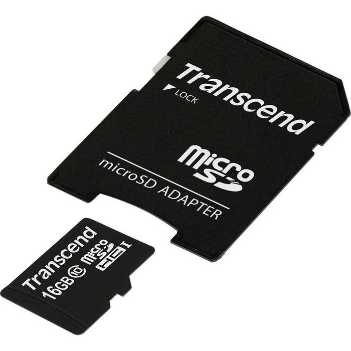 Transcend microSDHC Karte 16GB Class 10 UHS-I mit Speicherkarte (inkl. SD-Adapter)