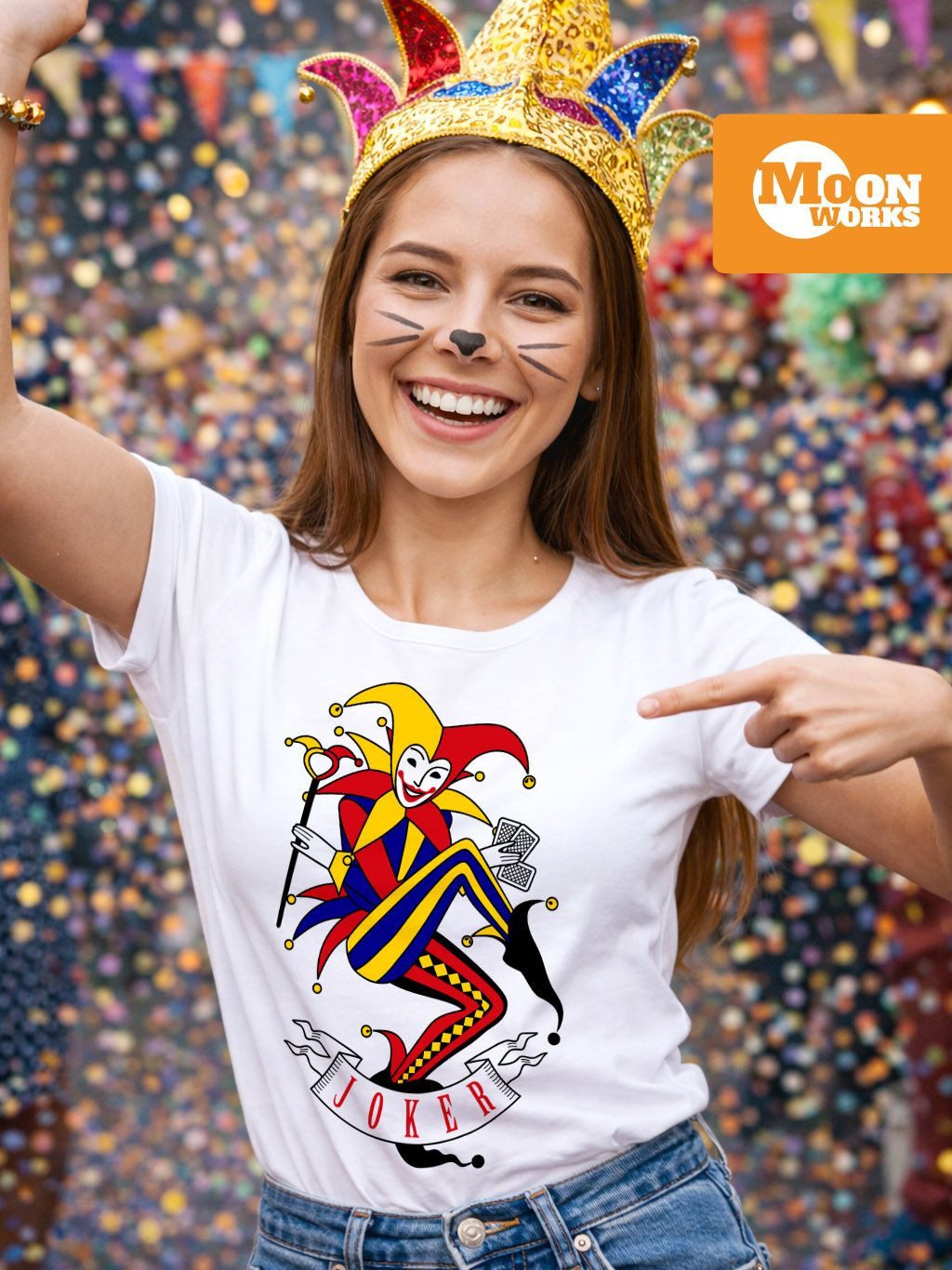 MoonWorks Print-Shirt Damen T-Shirt Kartenspiel Kostüm Spielkarten Gruppenkostüm Karten mit Print