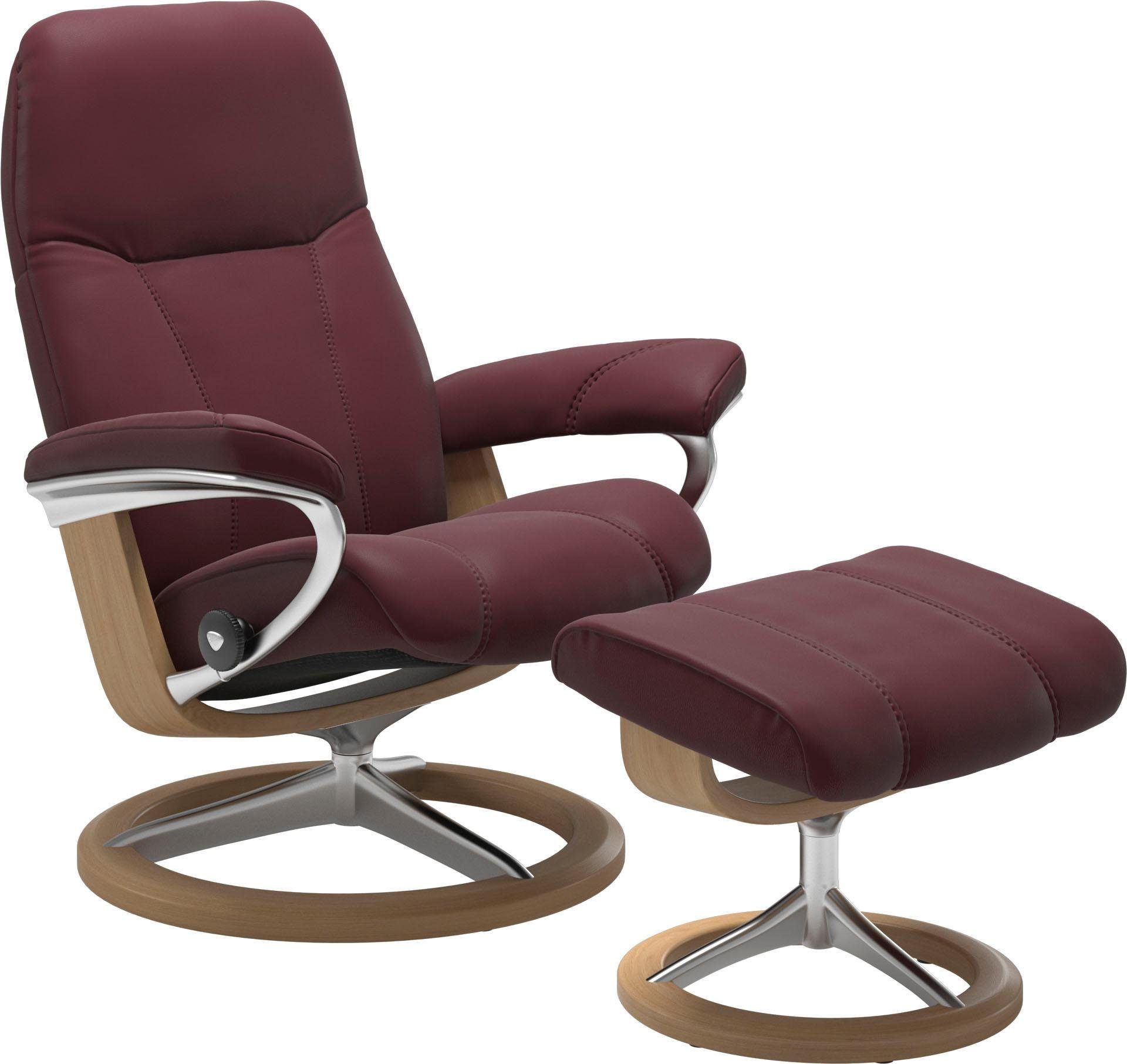 Stressless® Relaxsessel Consul (Set, Relaxsessel mit Hocker), mit Hocker, mit Signature Base, Größe L, Gestell Eiche | Funktionssessel